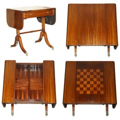 Fully Restored Extending Antique Regency Sofa Table Inc Chess Board & Backgammon