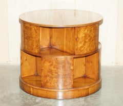 Fully Restored Extra Large Burr Walnut Book Table with Twin Cupboards with Key