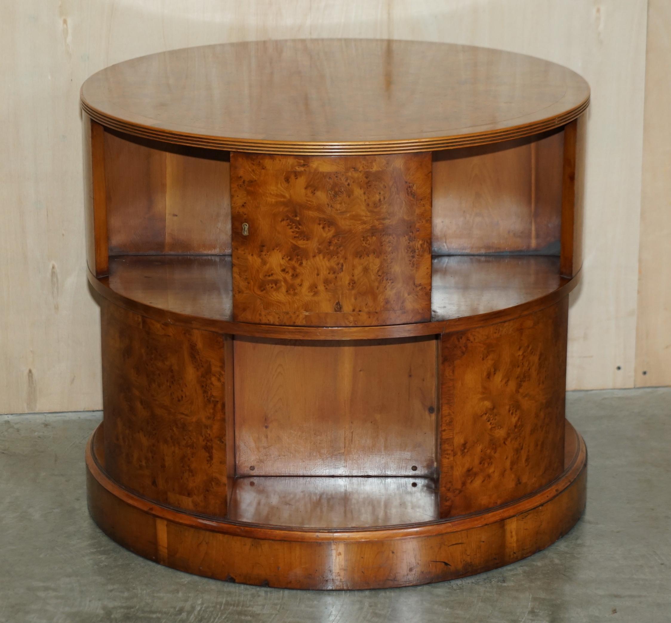 Regency Fully Restored Extra Large Burr Walnut Book Table with Twin Cupboards with Key For Sale