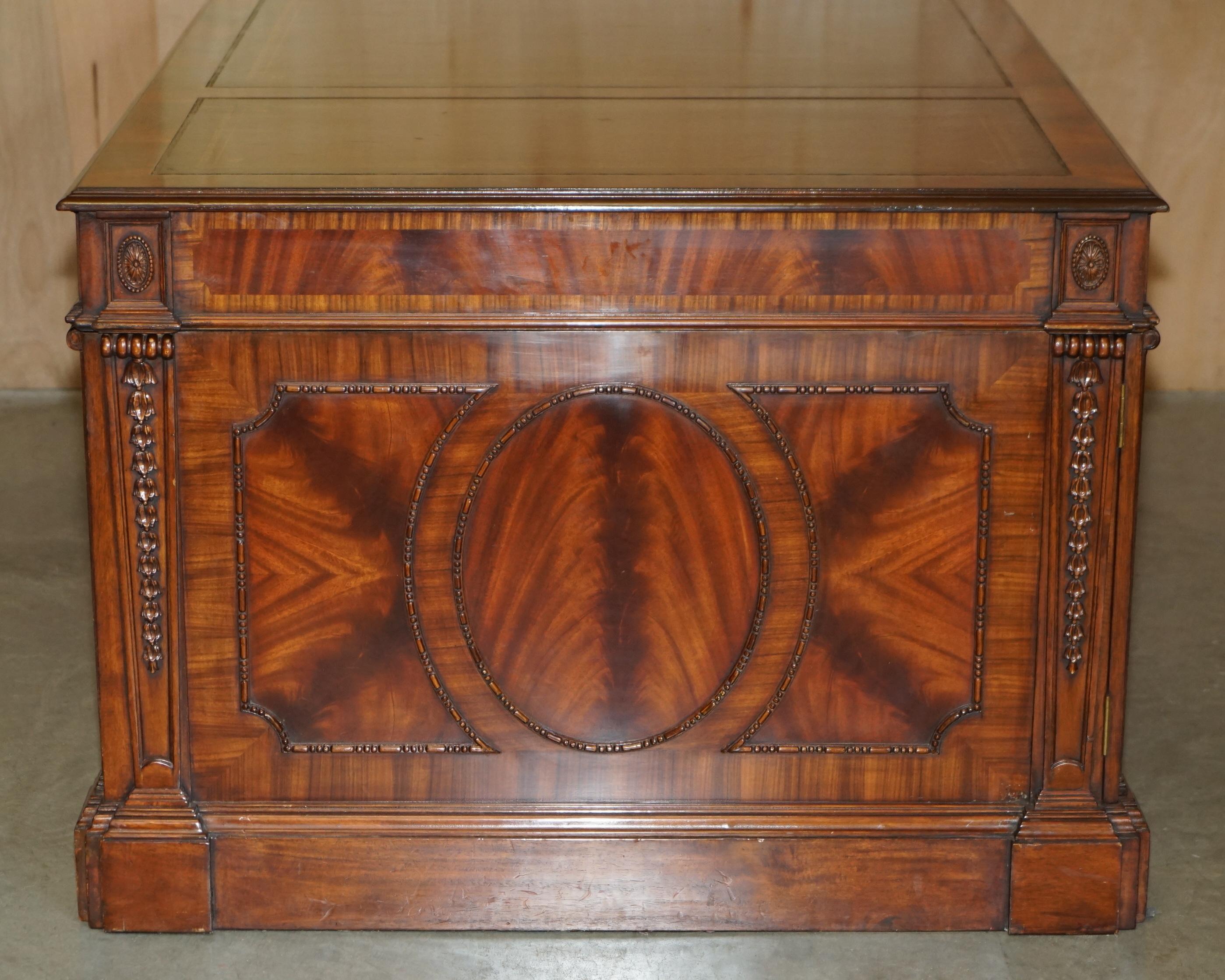 FULLY RESTORED EXTRA LARGE DOUBLE SiDED REGENCY TWIN PEDESTAL PARTNER DESK For Sale 7