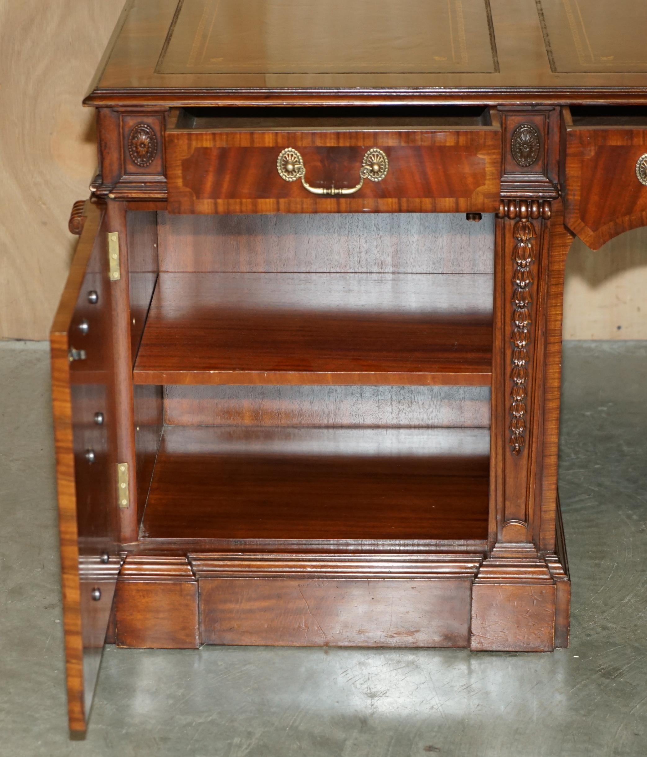 FULLY RESTORED EXTRA LARGE DOUBLE SiDED REGENCY TWIN PEDESTAL PARTNER DESK For Sale 11