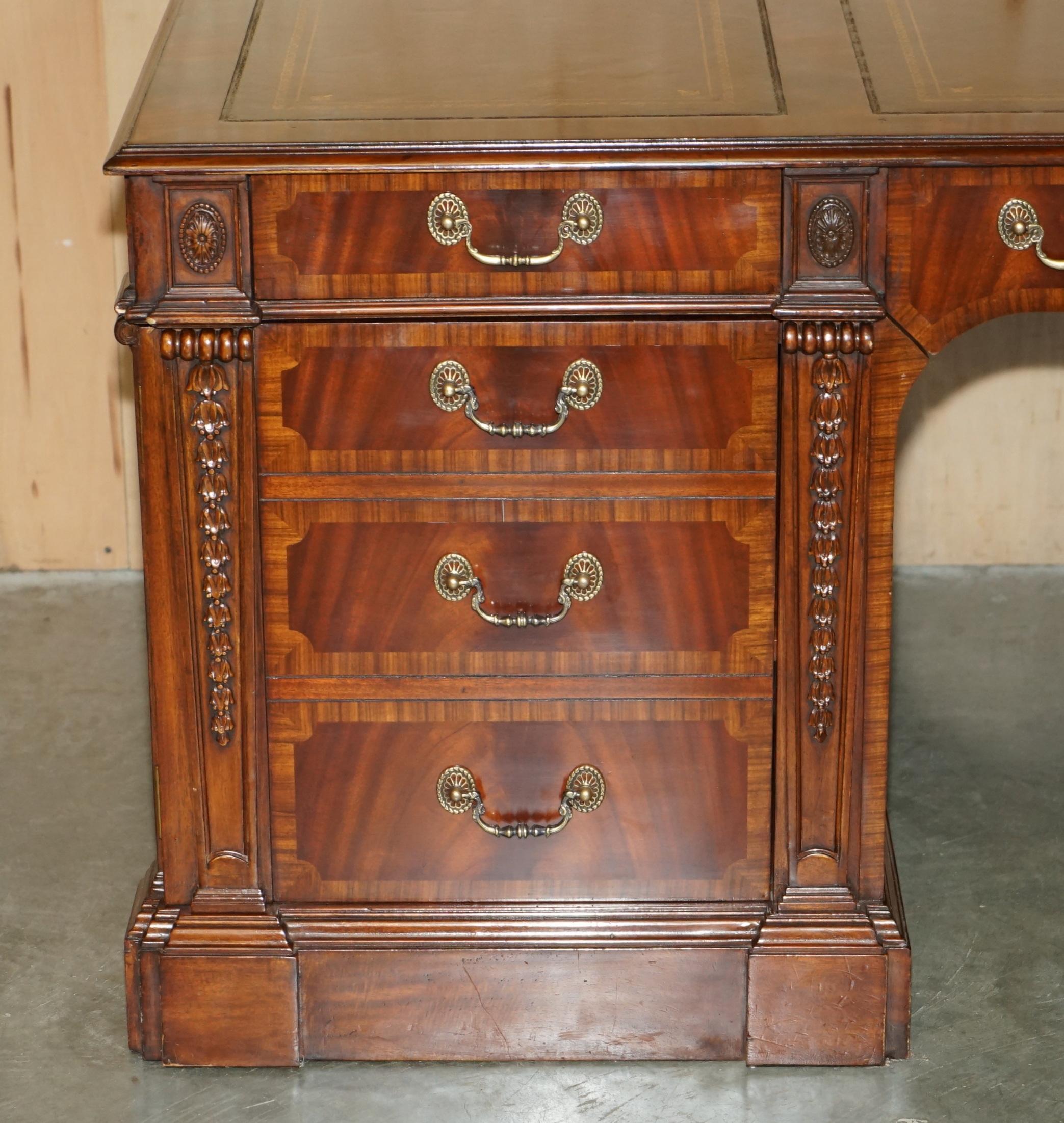 English FULLY RESTORED EXTRA LARGE DOUBLE SiDED REGENCY TWIN PEDESTAL PARTNER DESK For Sale