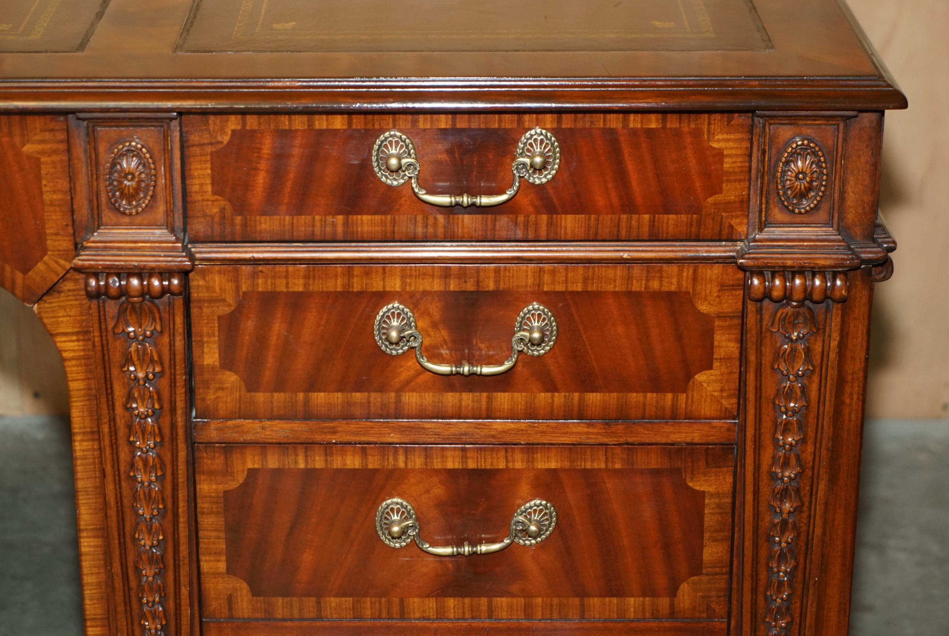 Hand-Crafted FULLY RESTORED EXTRA LARGE DOUBLE SiDED REGENCY TWIN PEDESTAL PARTNER DESK For Sale