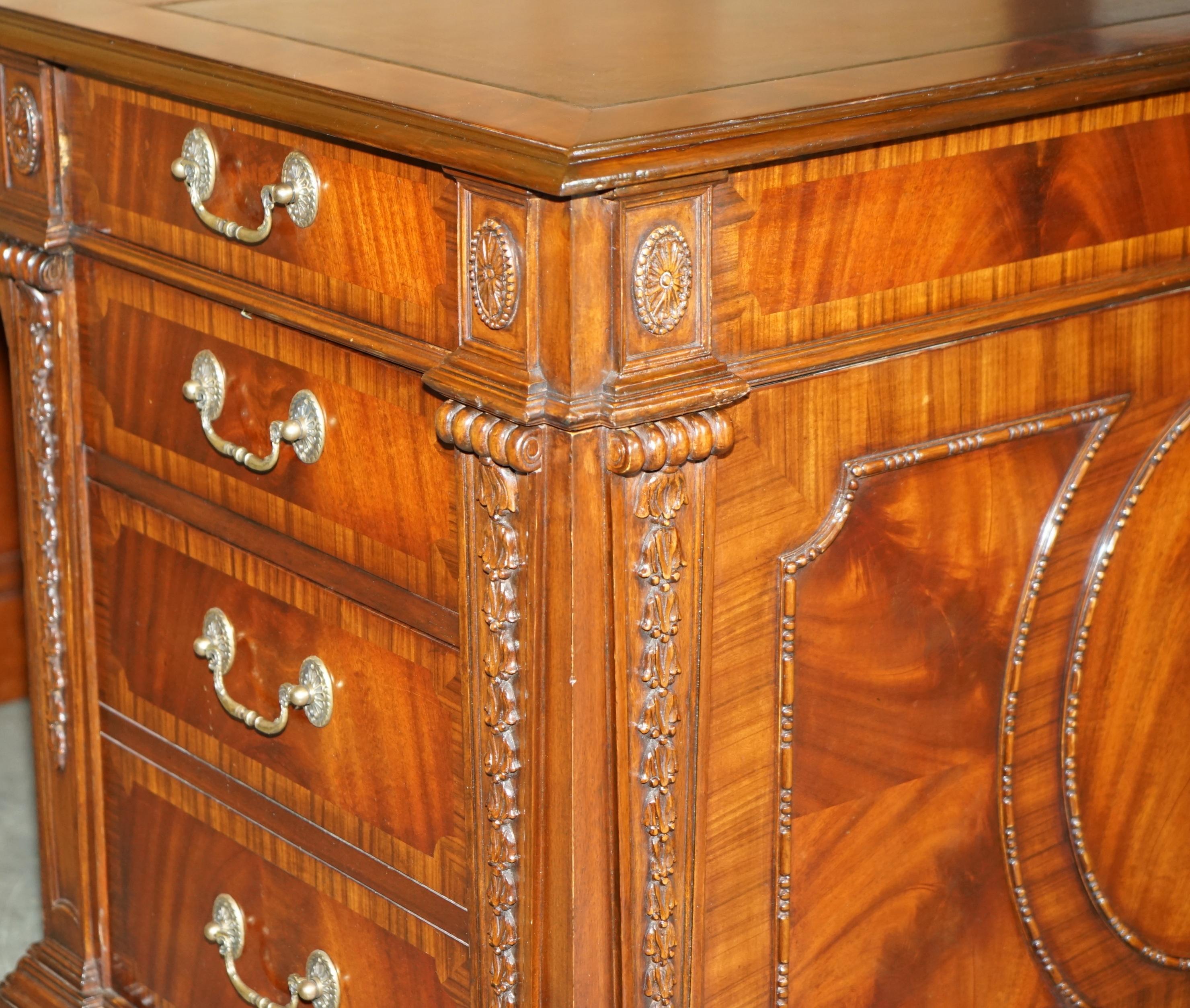 FULLY RESTORED EXTRA LARGE DOUBLE SiDED REGENCY TWIN PEDESTAL PARTNER DESK For Sale 1