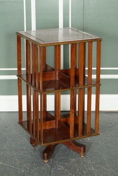 Fully Restored French Military Campaign Brass Inlaid Revolving Bookcase