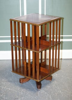 Fully Restored French Military Campaign Brass Inlaid Revolving Bookcase