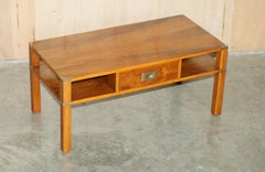 FULLY RESTORED FRENCH POLiSHED BURR YEW WOOD MILITARY CAMPAIGN COFFEE TABLE