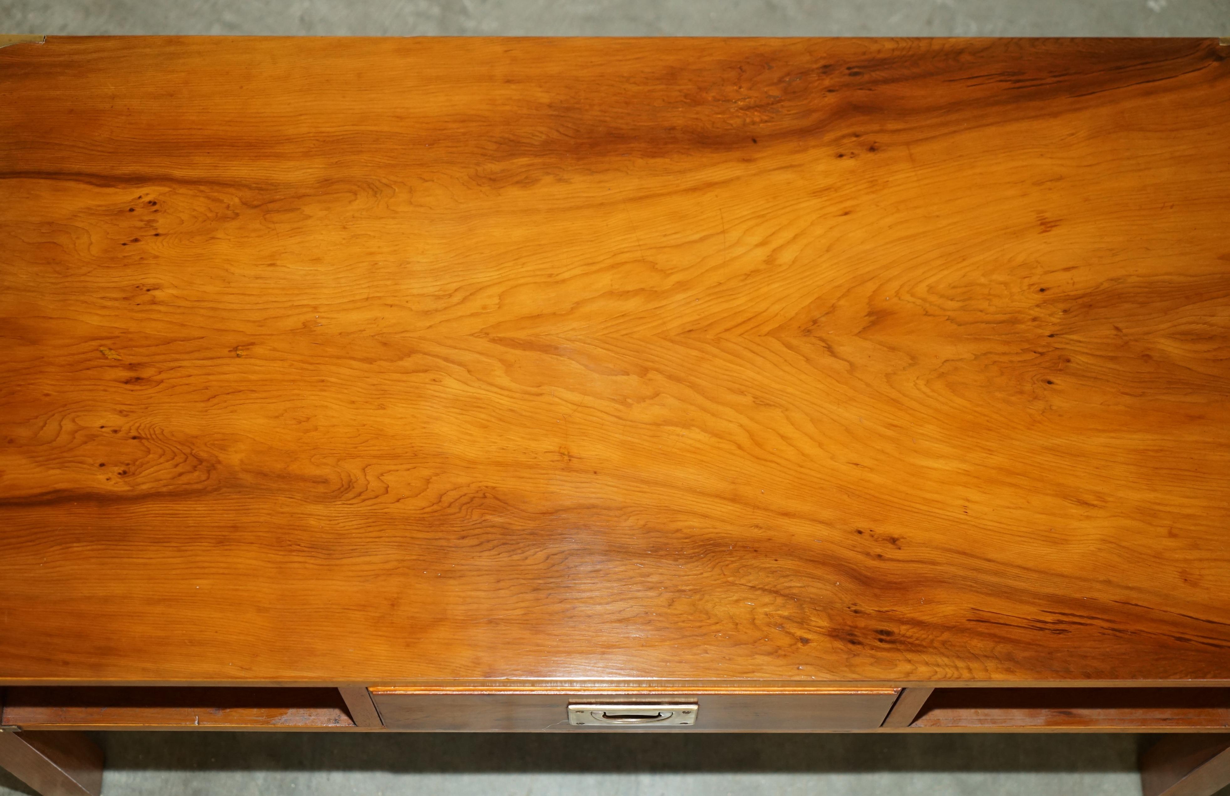 20th Century FULLY RESTORED FRENCH POLiSHED BURR YEW WOOD MILITARY CAMPAIGN COFFEE TABLE For Sale
