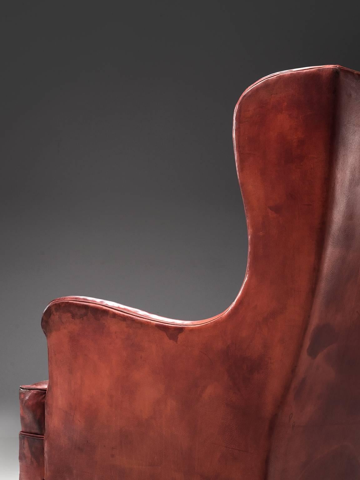 Wood Fully Restored Frits Henningsen Lounge Chair in Original Leather 