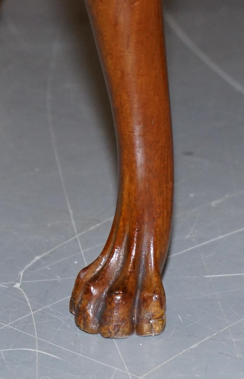 Fully Restored George III Style Hand Carved Bench Stool with Lion Hairy Paw Feet For Sale 5