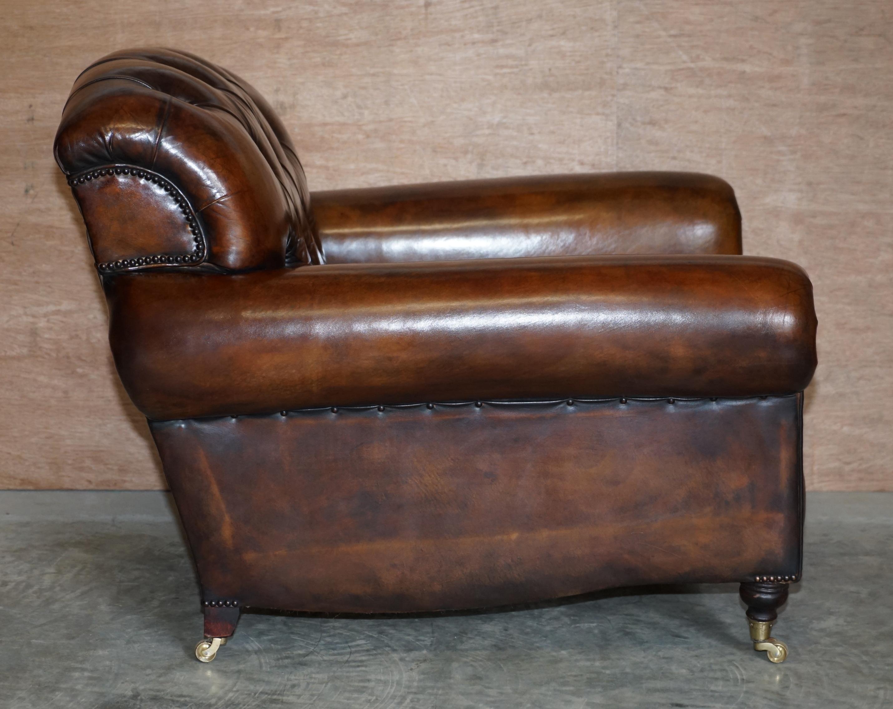 Fully Restored George Smith Cigar Brown Leather Chesterfield Tufted Armchair 7