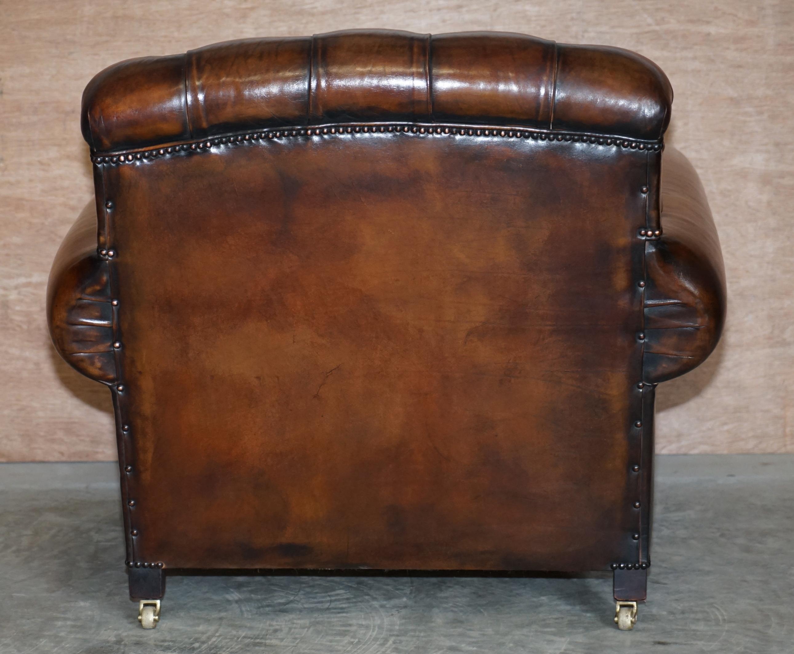 Fully Restored George Smith Cigar Brown Leather Chesterfield Tufted Armchair 9