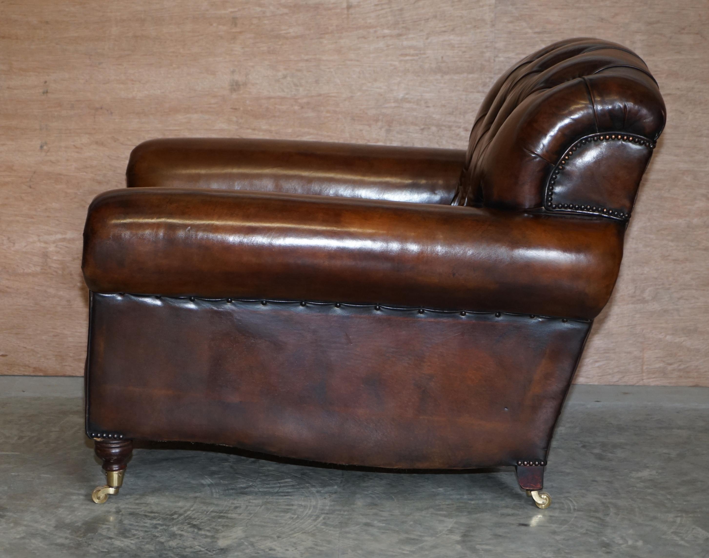 Fully Restored George Smith Cigar Brown Leather Chesterfield Tufted Armchair 10