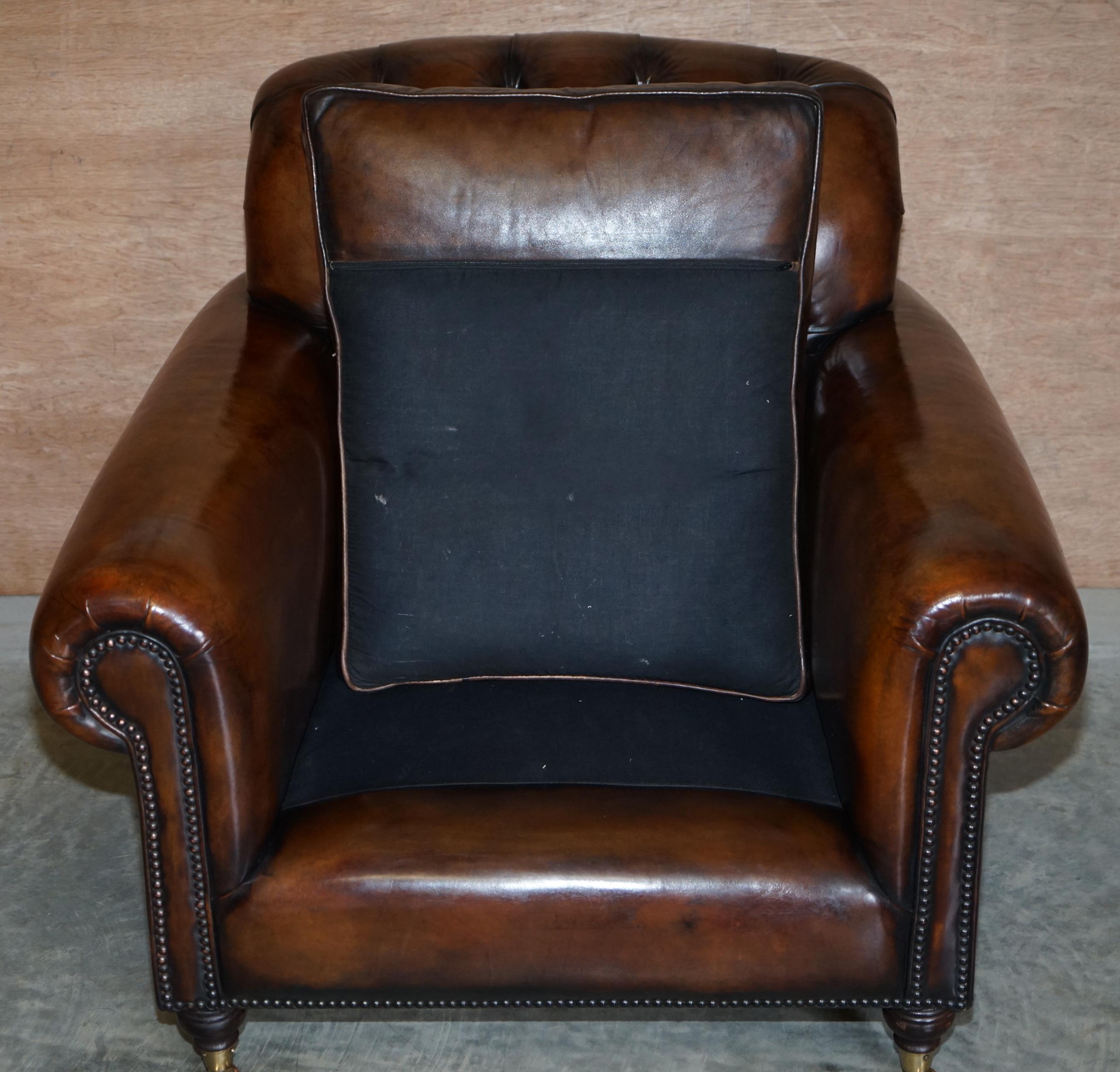Fully Restored George Smith Cigar Brown Leather Chesterfield Tufted Armchair 13