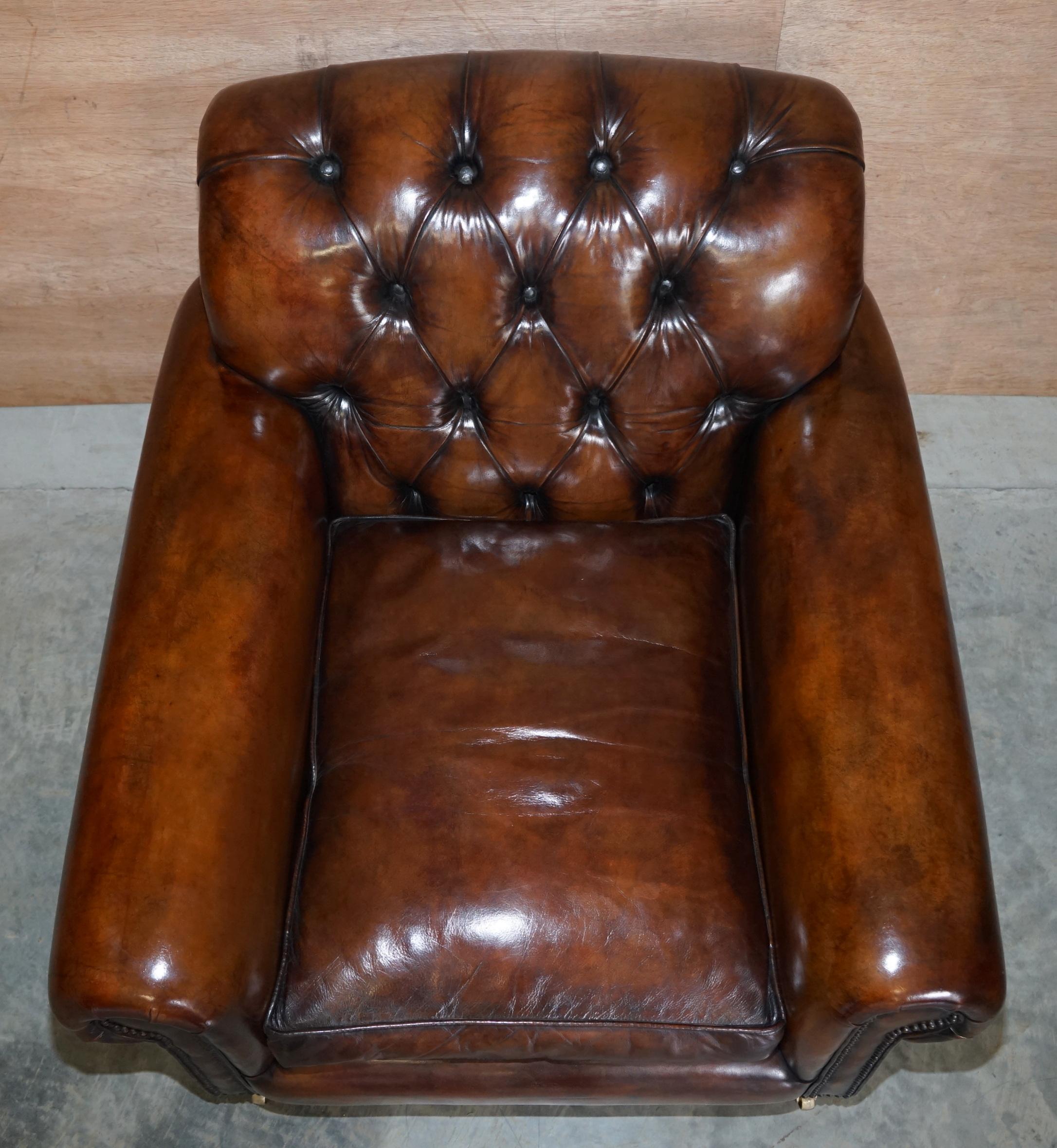 Hand-Crafted Fully Restored George Smith Cigar Brown Leather Chesterfield Tufted Armchair