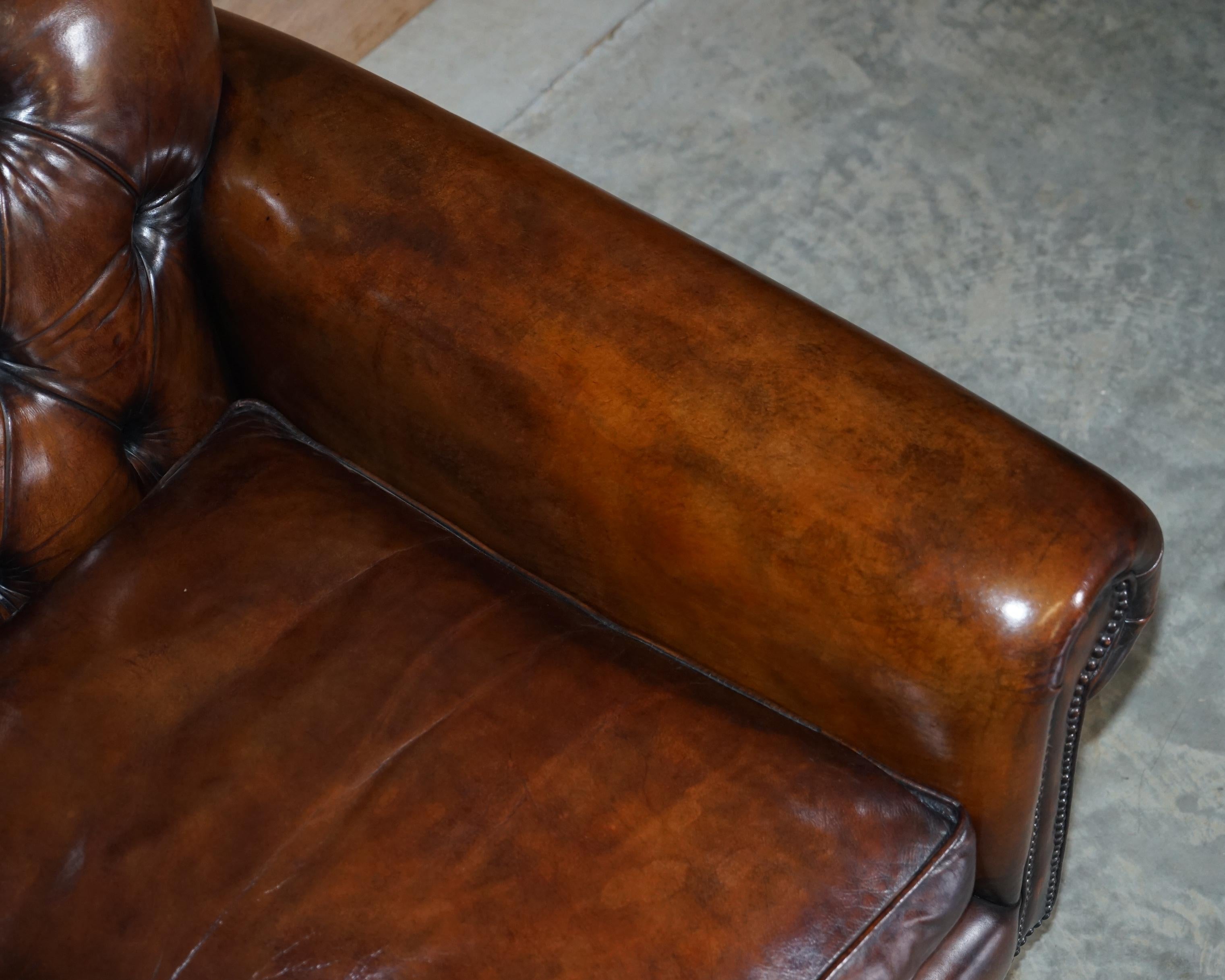 Fully Restored George Smith Cigar Brown Leather Chesterfield Tufted Armchair 1