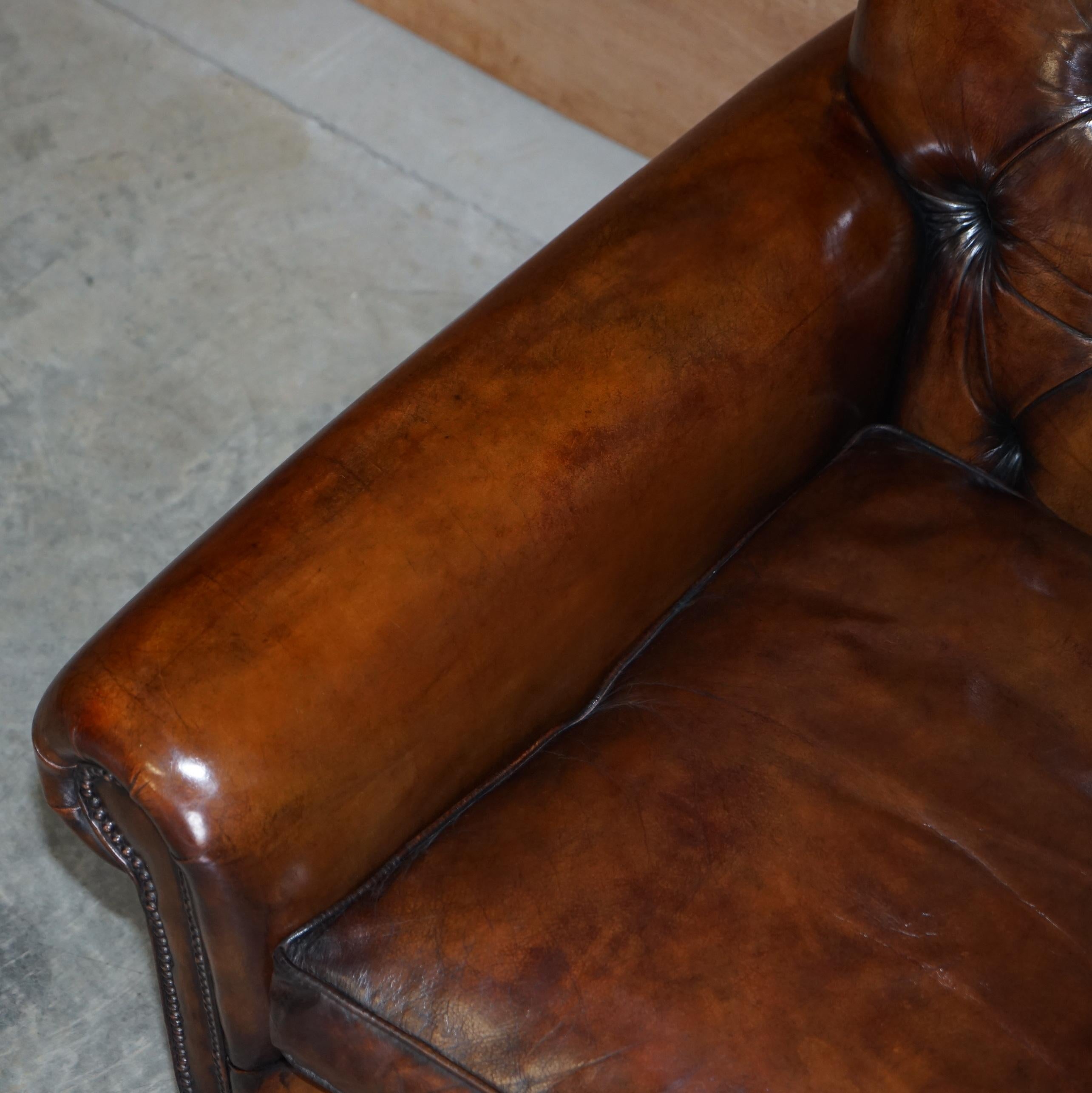 Fully Restored George Smith Cigar Brown Leather Chesterfield Tufted Armchair 2