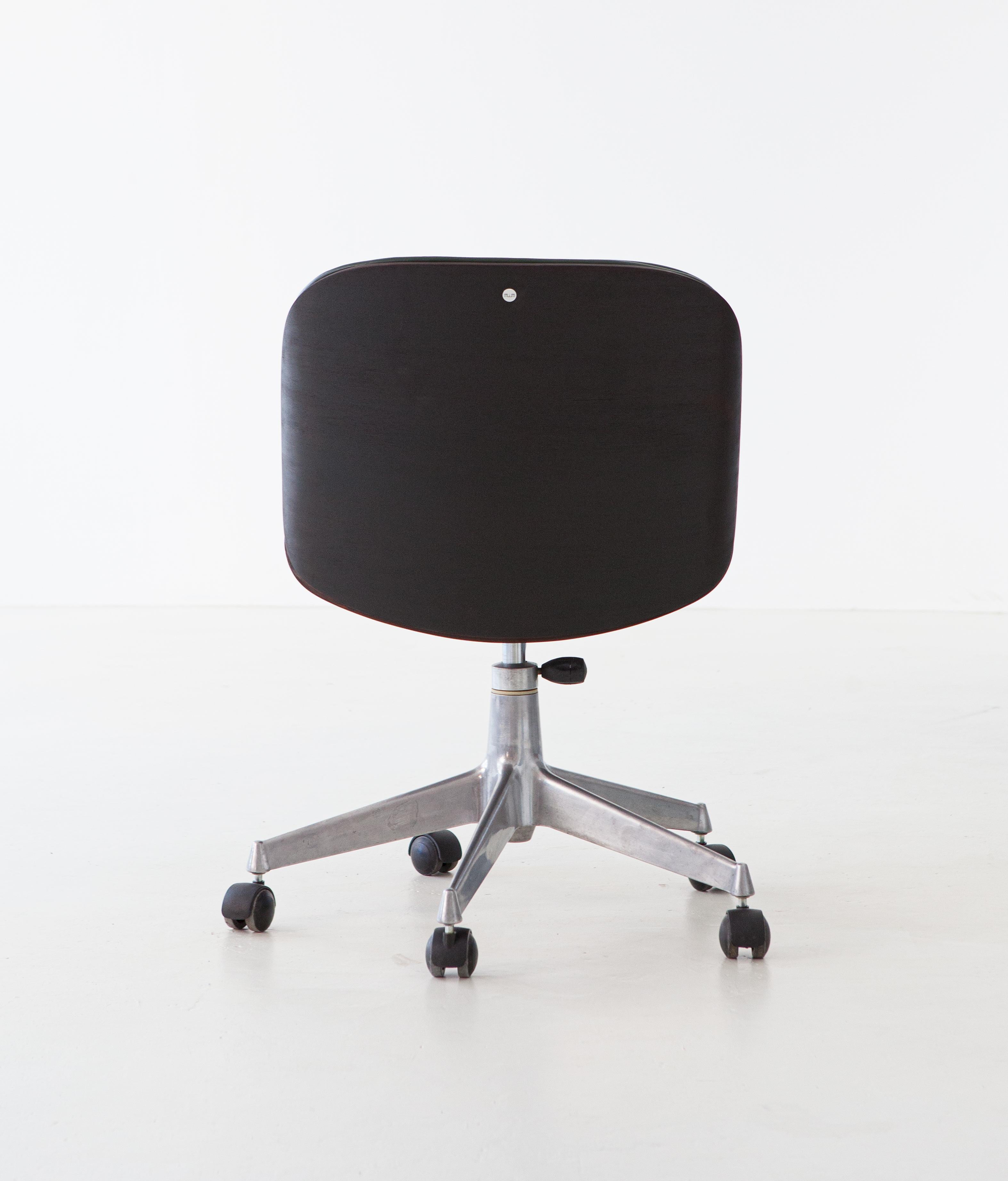 Italian Fully Restored Green Skai Swivel Desk Chair by Ico Parisi for MIM Roma, 1950s
