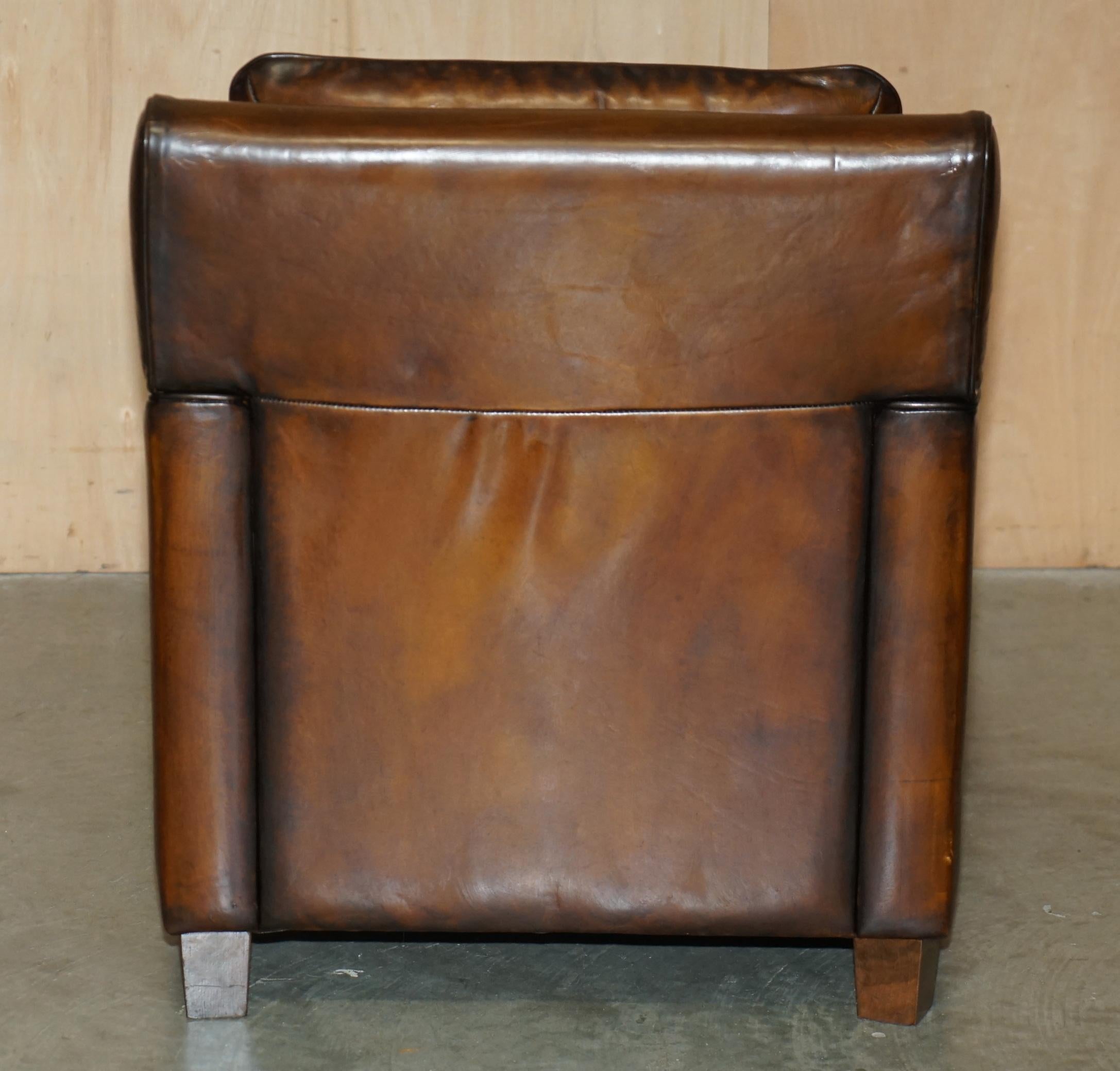 CLUB ARMCHAIR LOVELY PATINA EN CUIR BRUN NATUZZI entièrement restauré et teinté à la main CiGAR en vente 4