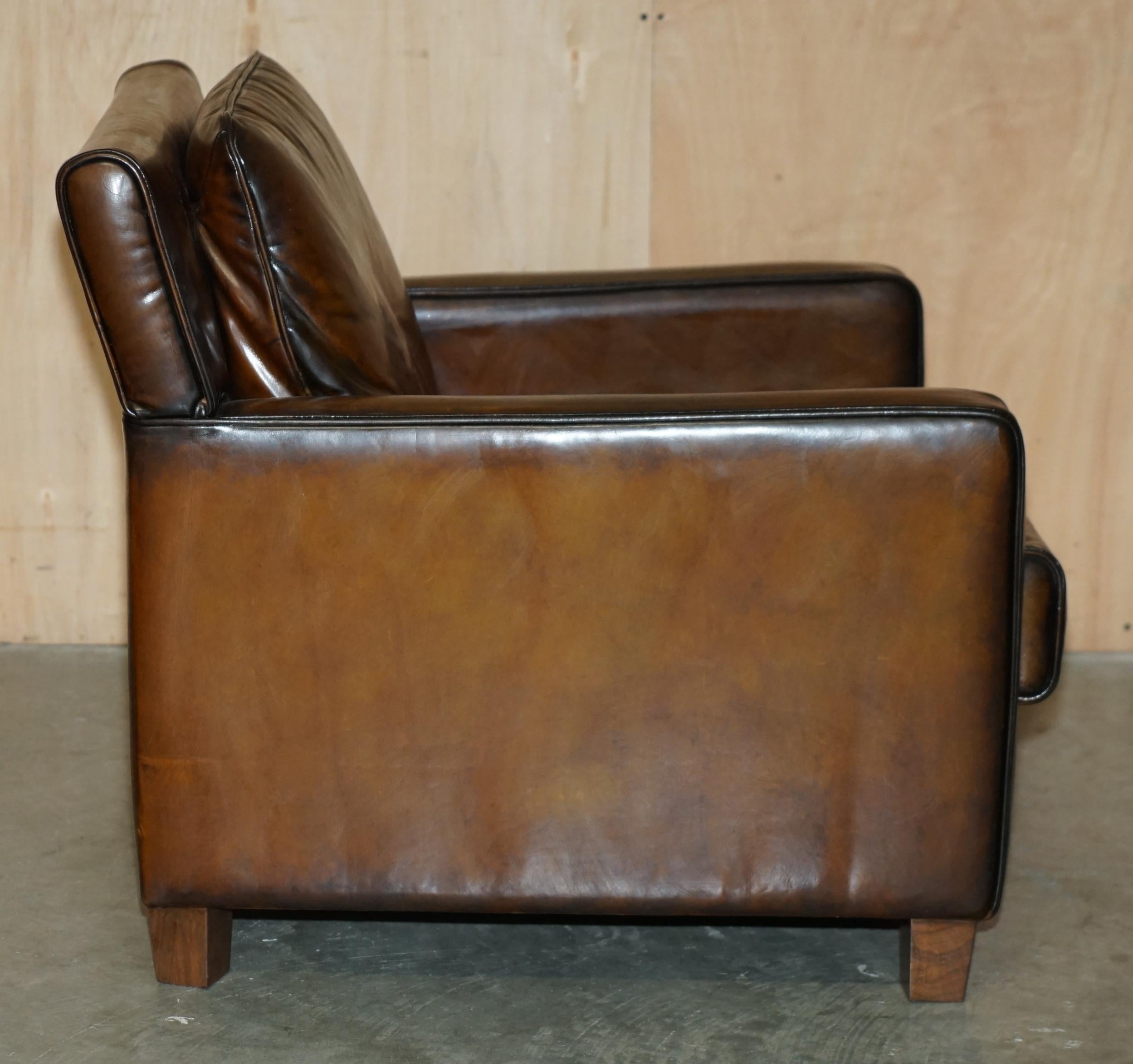 CLUB ARMCHAIR LOVELY PATINA EN CUIR BRUN NATUZZI entièrement restauré et teinté à la main CiGAR en vente 5