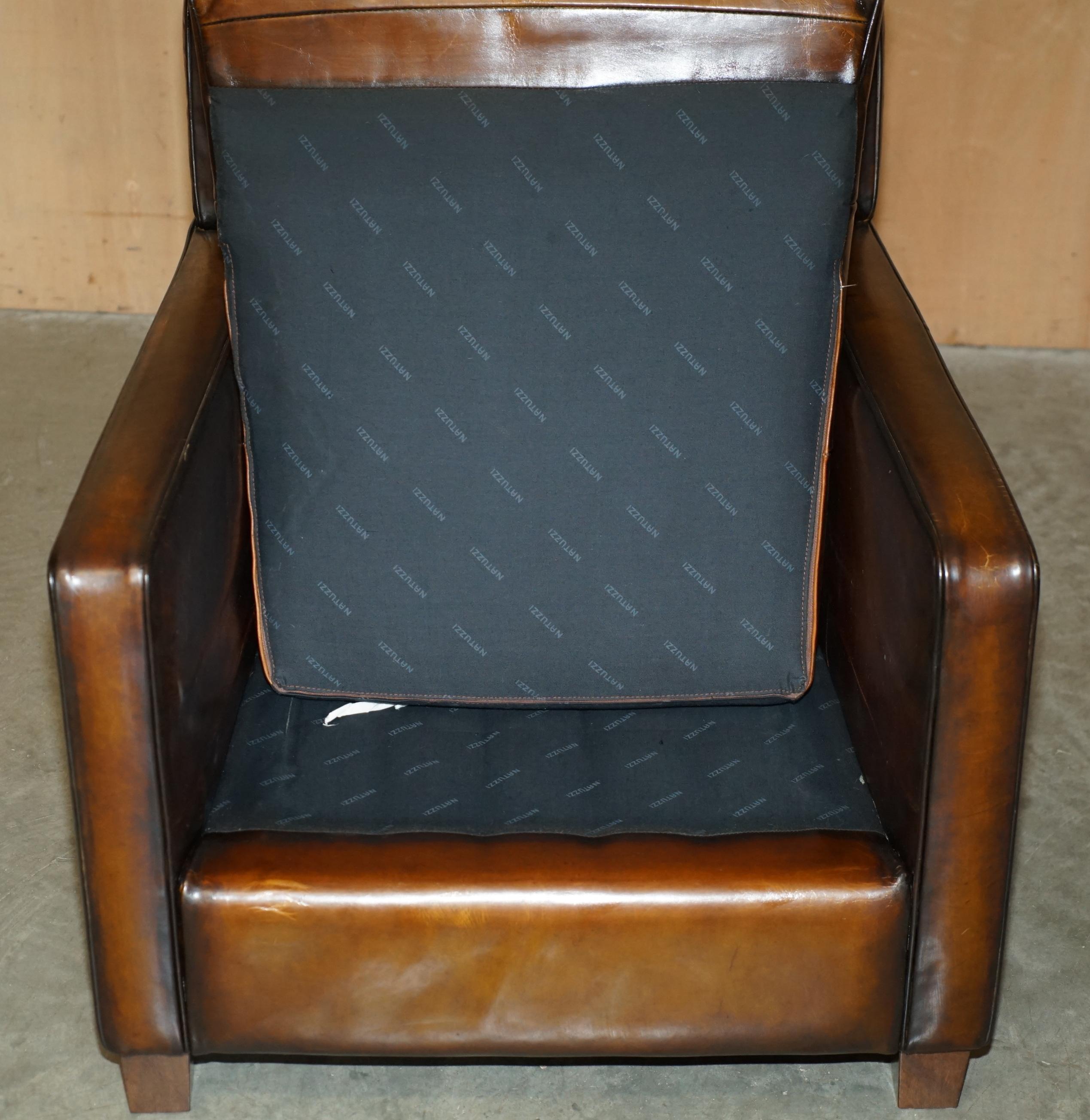 CLUB ARMCHAIR LOVELY PATINA EN CUIR BRUN NATUZZI entièrement restauré et teinté à la main CiGAR en vente 6
