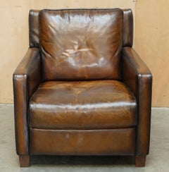 FULLY RESTORED HAND DYED CiGAR BROWN LEATHER NATUZZI CLUB ARMCHAIR LOVELY PATINA