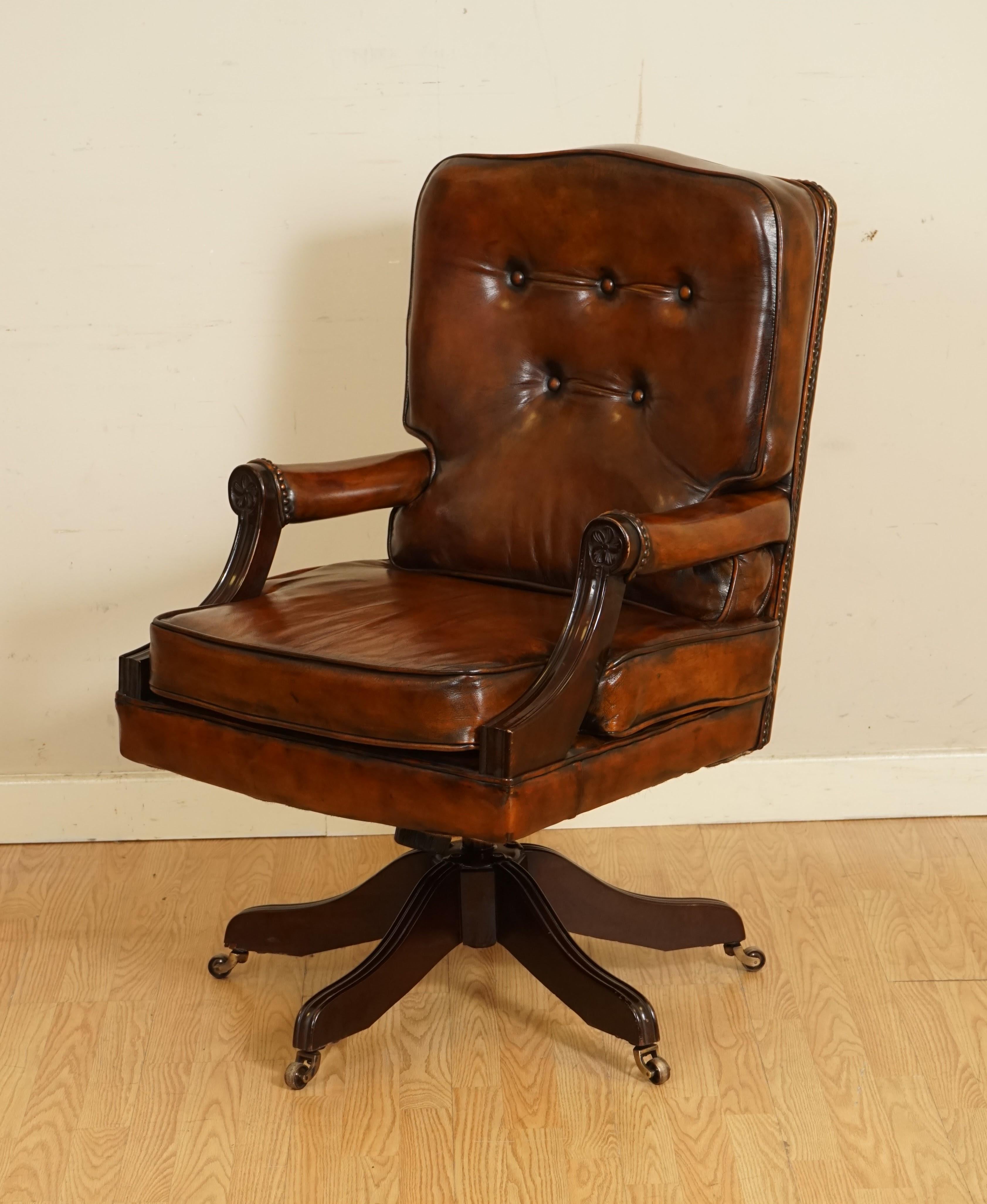 British Fully Restored Hand Dyed Directors Captains Office Chair