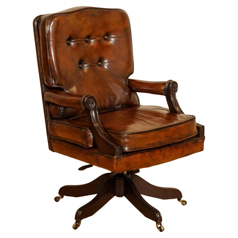 Fully Restored Hand Dyed Directors Captains Office Chair at 1stDibs