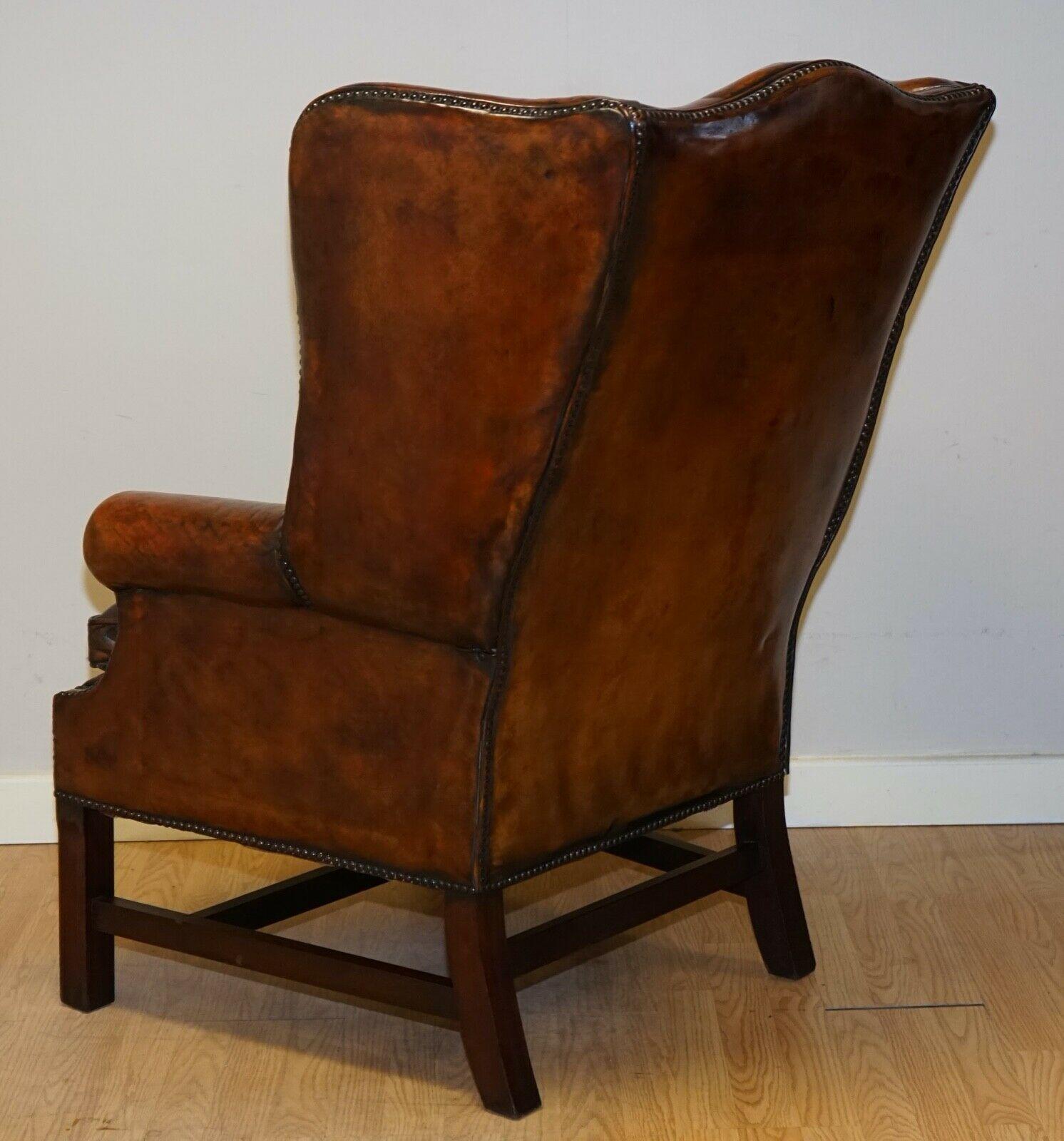 Fully Restored Hand Dyed Vintage Wingback Chairs Feather Filled 1