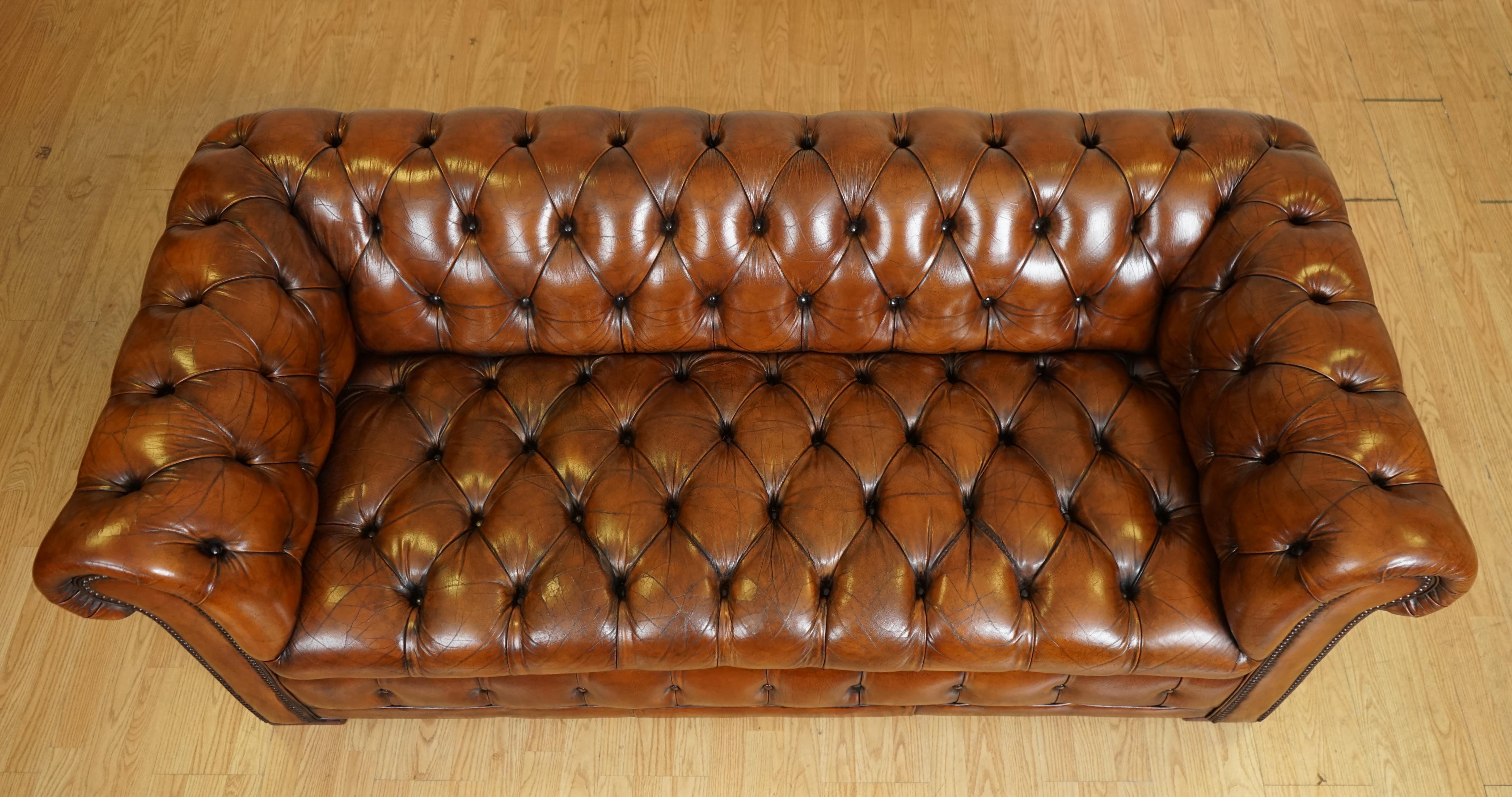 19th Century Fully Restored Hand Dyed Whiskey Brown Chesterfield Club Gentleman's Sofa