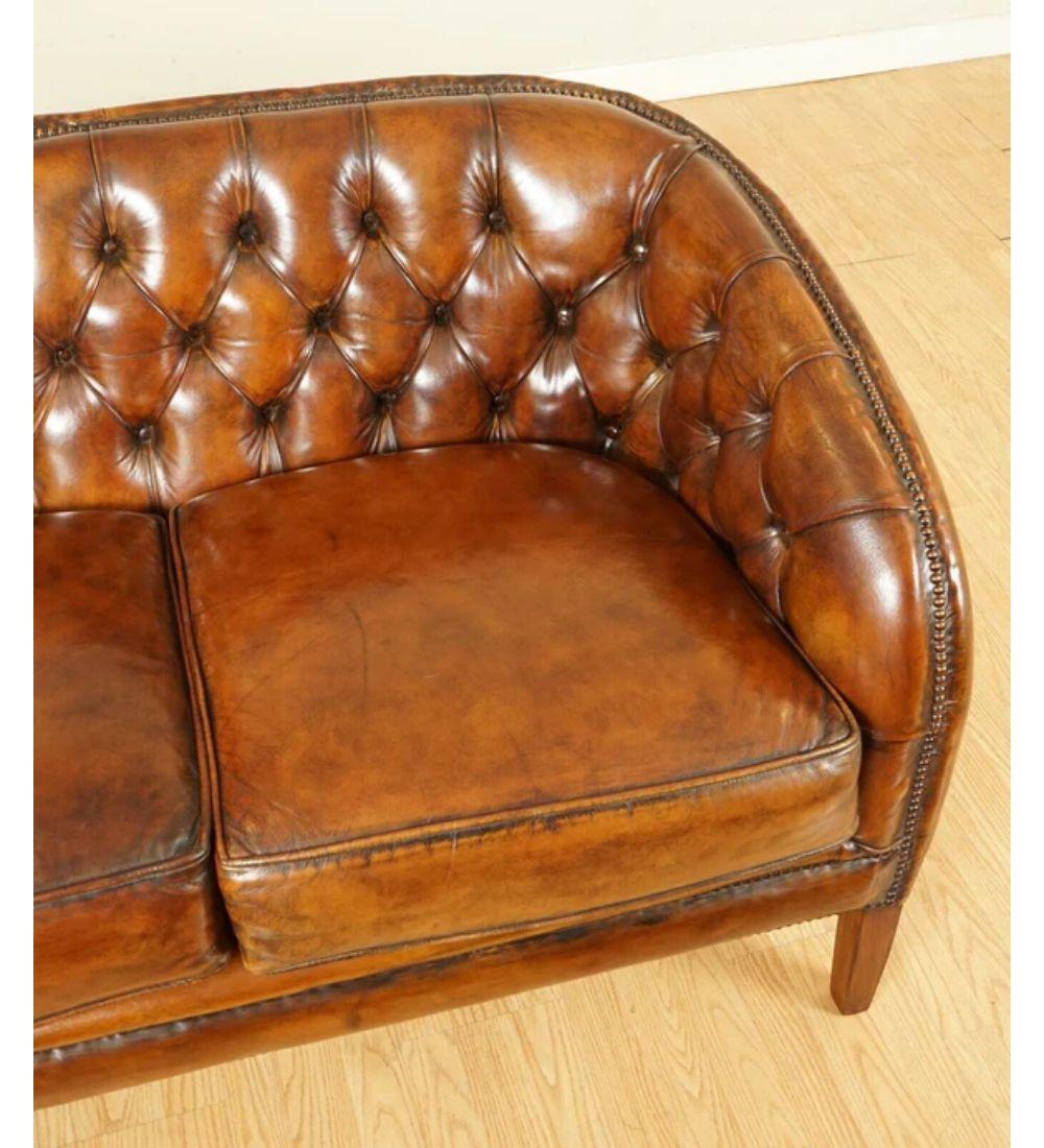 20th Century Fully Restored Hand Dyed Whiskey Brown Leather Two Seater Sofa '1/2' For Sale
