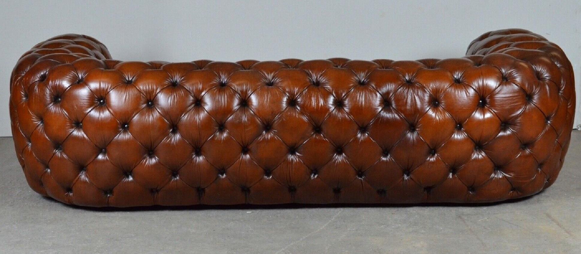 Fully Restored Hand Dyed Whisky Brown Leather Sofa Timothy Oulton Tribeca Tufted 4