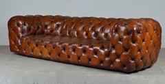 Fully Restored Hand Dyed Whisky Brown Leather Sofa Timothy Oulton Tribeca Tufted