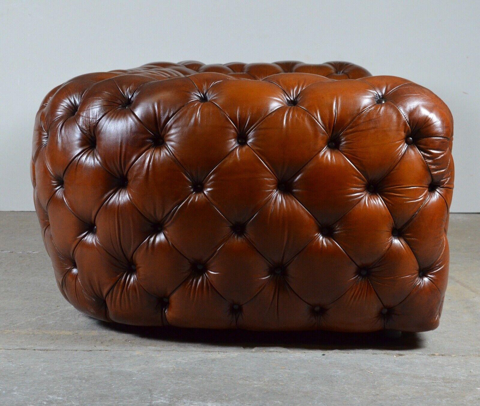 Hand-Crafted Fully Restored Hand Dyed Whisky Brown Leather Sofa Timothy Oulton Tribeca Tufted