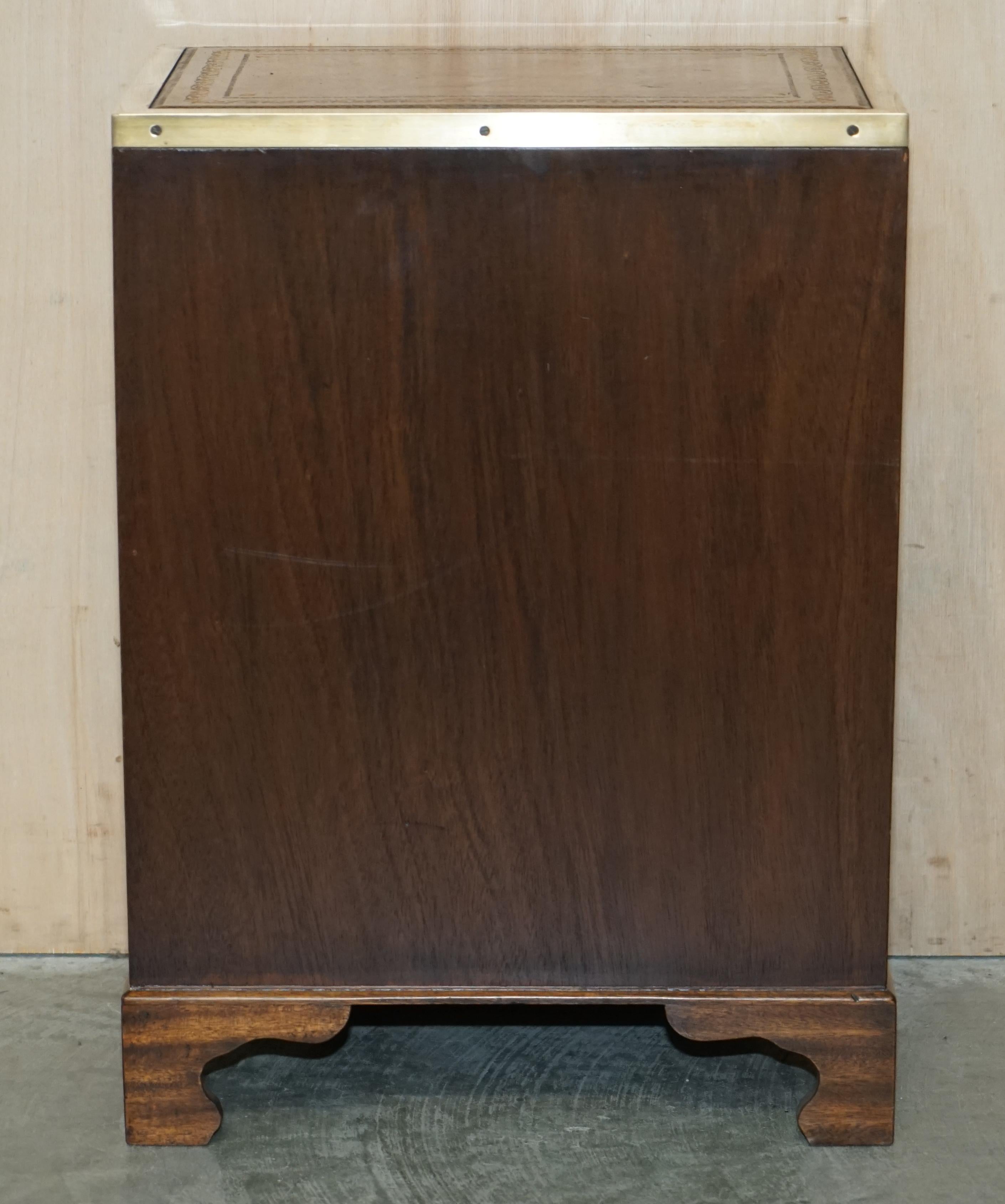 Fully Restored Harrods Kennedy Military Campaign Side End Table Drawers Leather For Sale 10