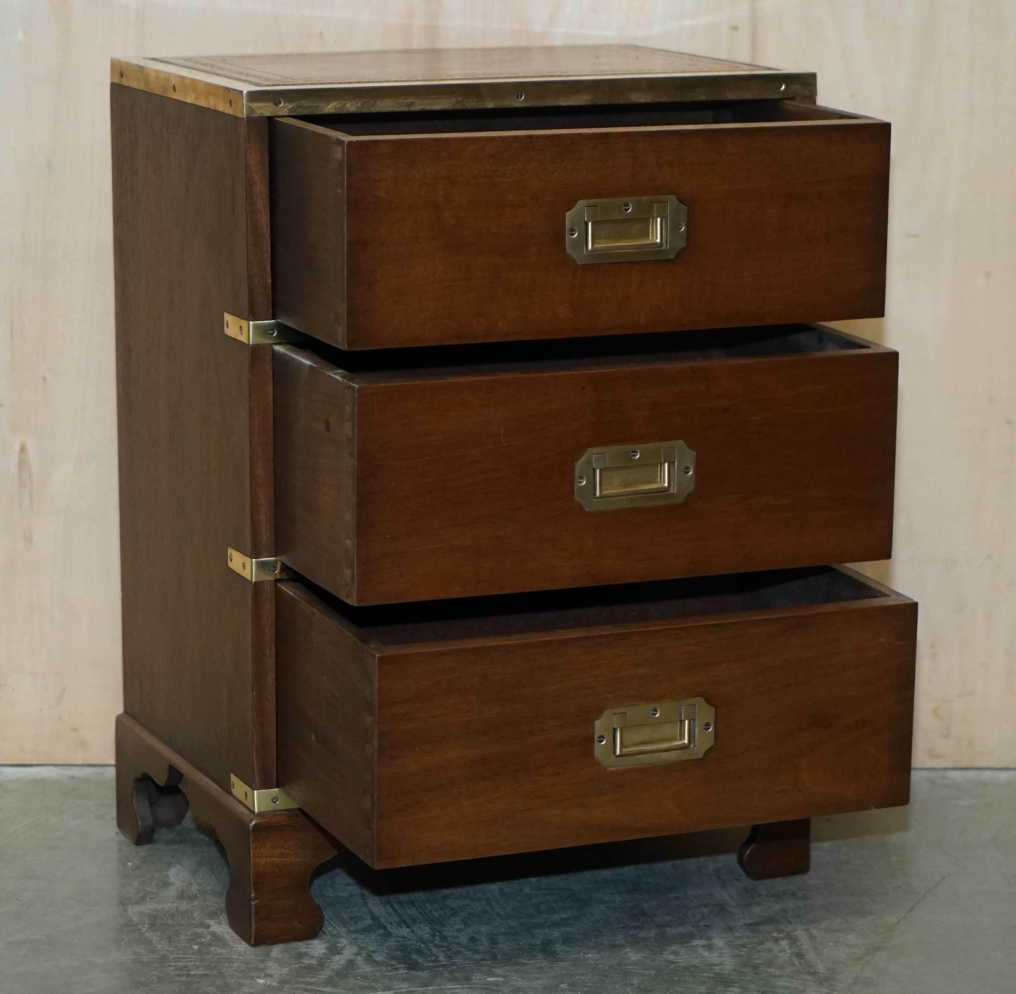 Fully Restored Harrods Kennedy Military Campaign Side End Table Drawers Leather For Sale 12