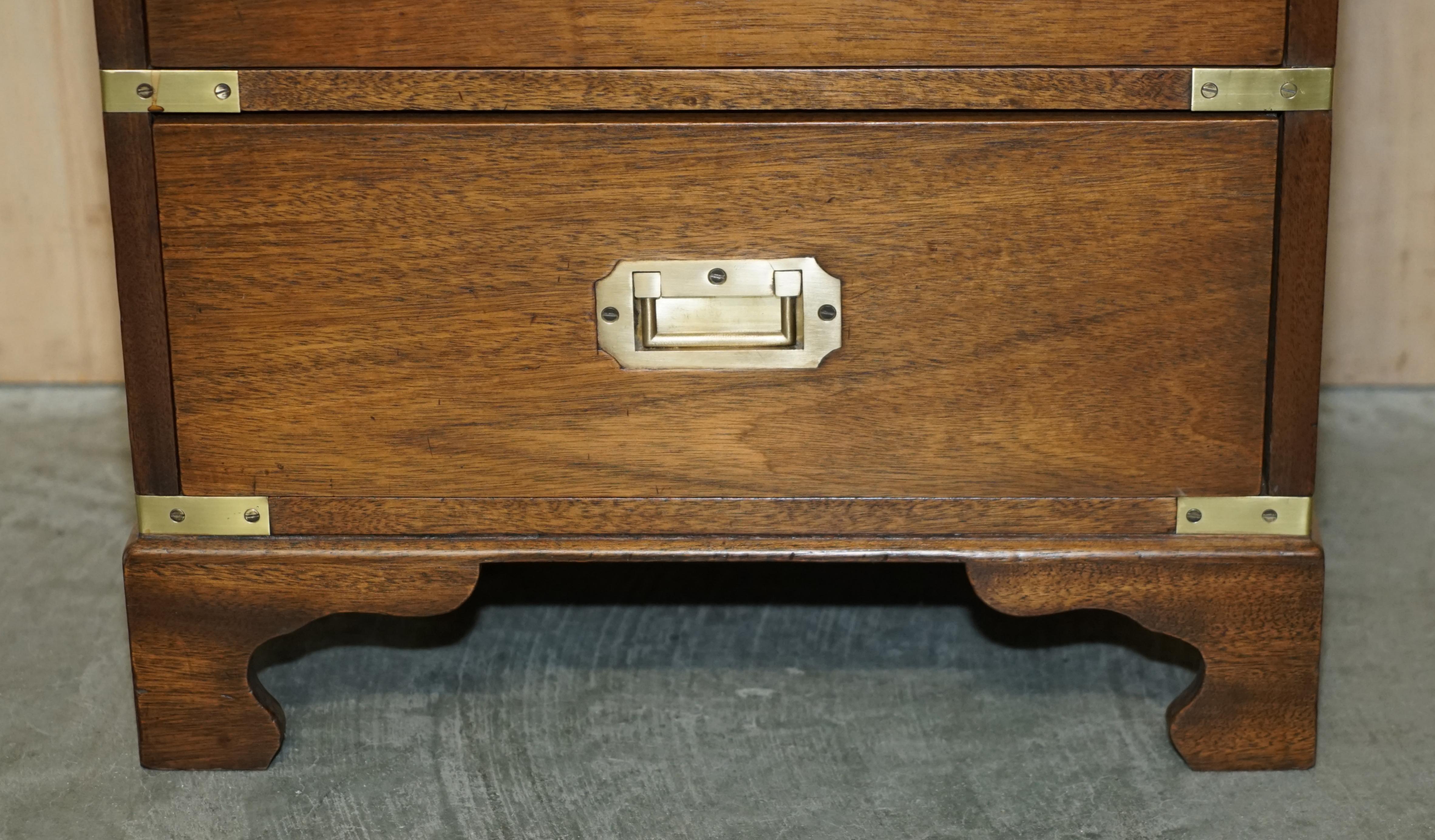 Fully Restored Harrods Kennedy Military Campaign Side End Table Drawers Leather For Sale 2
