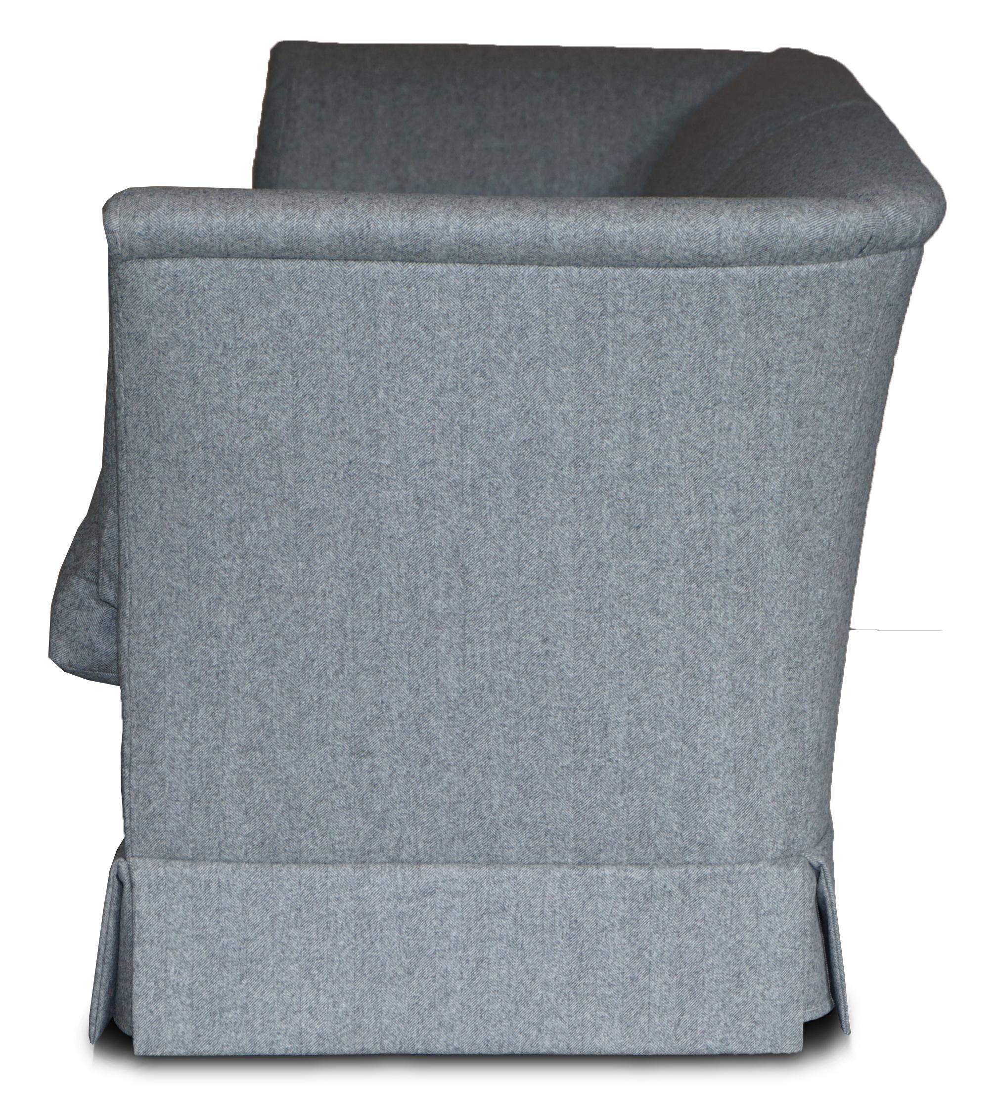 Fully Restored Howard & Son's Baring Sofa Grey Herringbone 100% Wool Upholstery For Sale 4