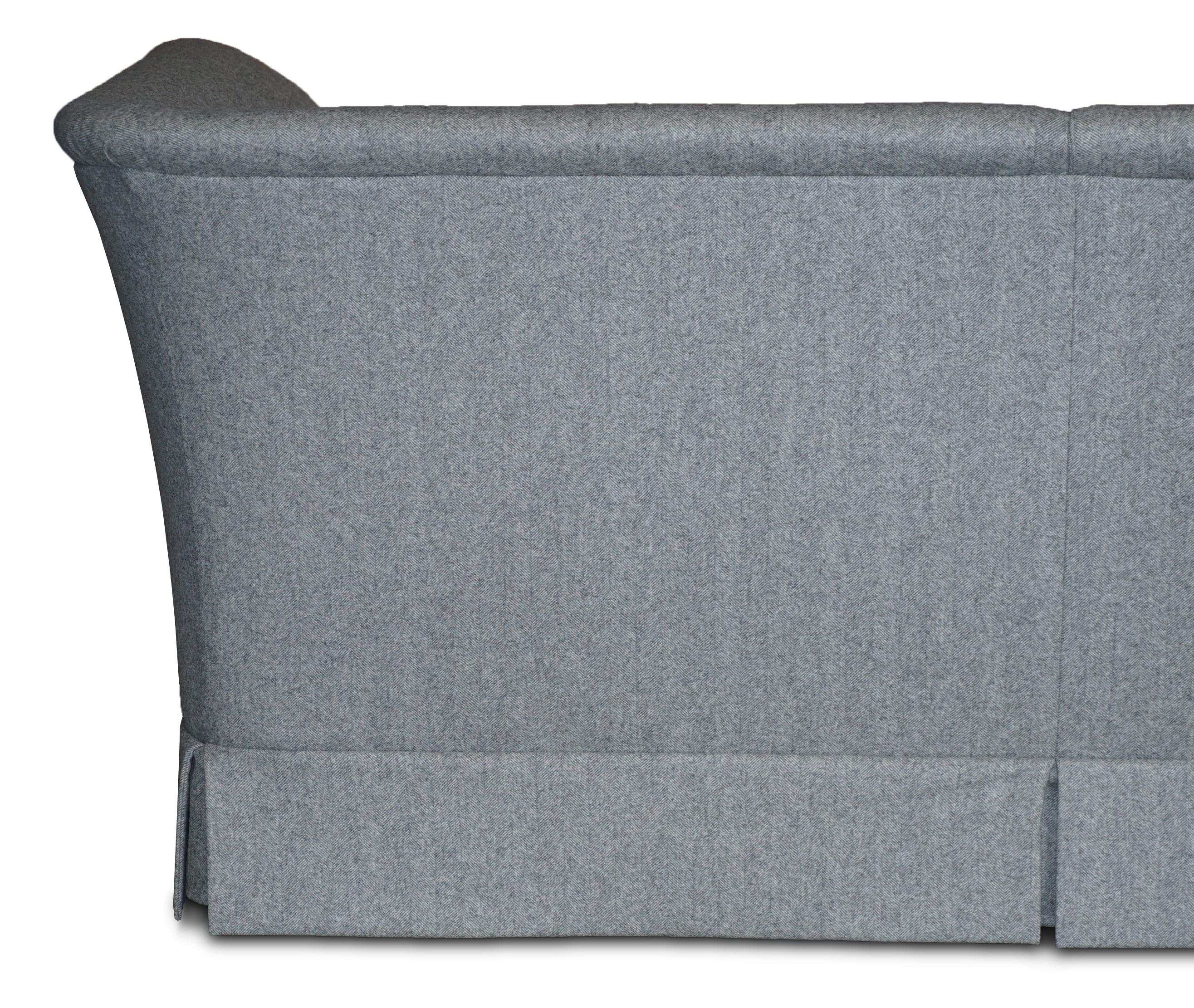 Fully Restored Howard & Son's Baring Sofa Grey Herringbone 100% Wool Upholstery For Sale 7
