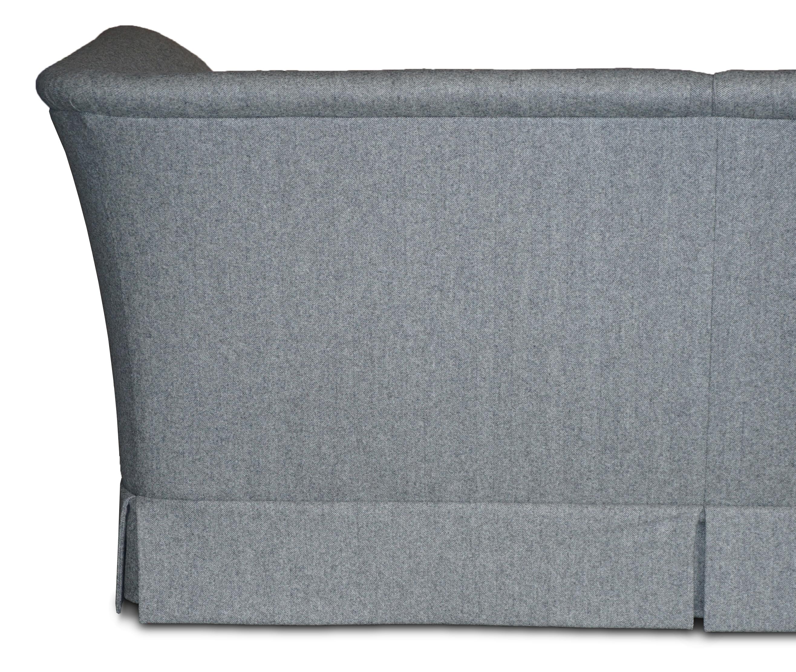 Fully Restored Howard & Son's Baring Sofa Grey Herringbone 100% Wool Upholstery For Sale 6