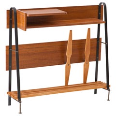 Fully Restored Italian Mid-Century Modern Teak Brass and Iron Console, 1950s