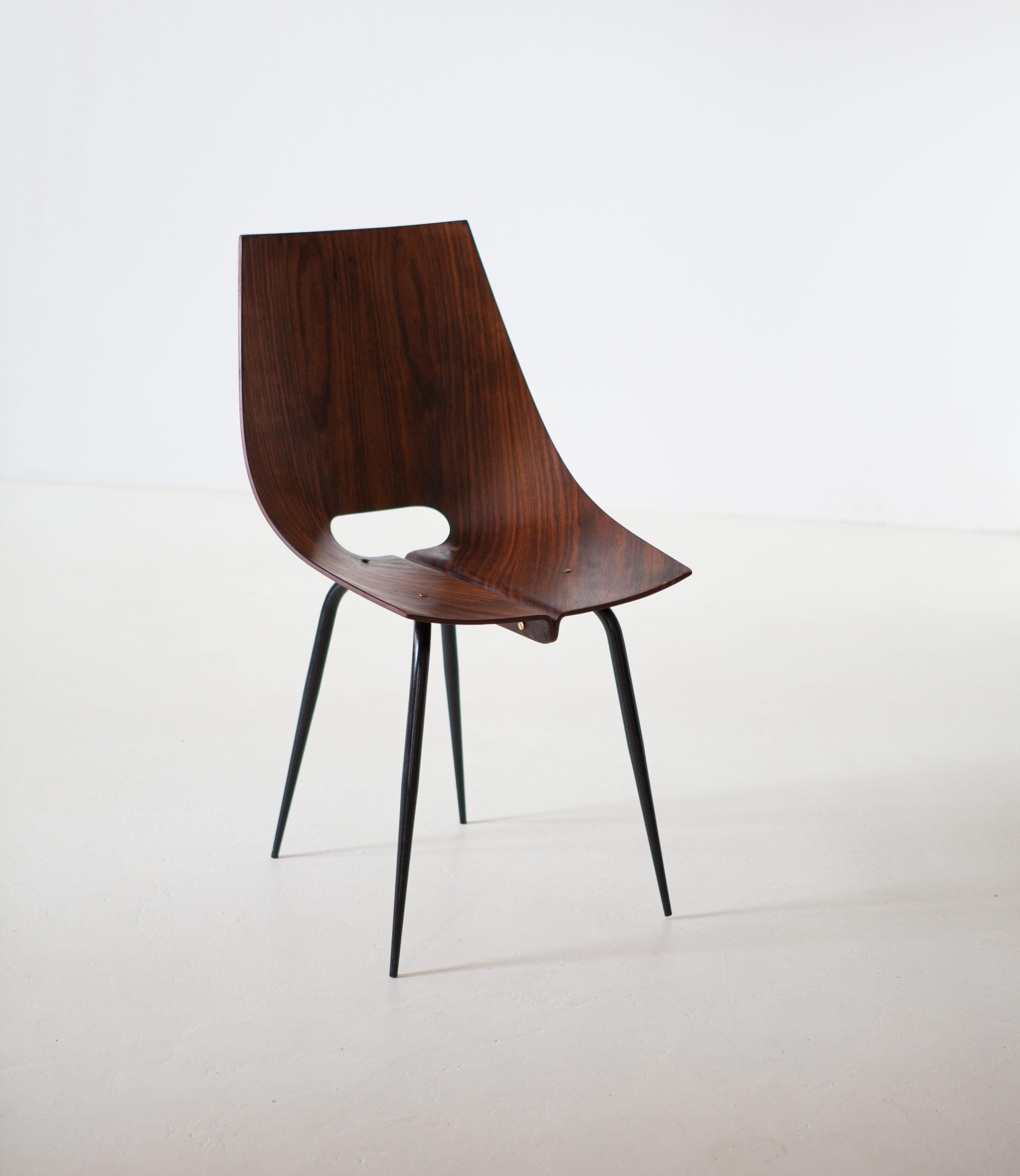 Mid-Century Modern Fully Restored Italian Playwood Chair by Società Compensati Curvati, 1950s