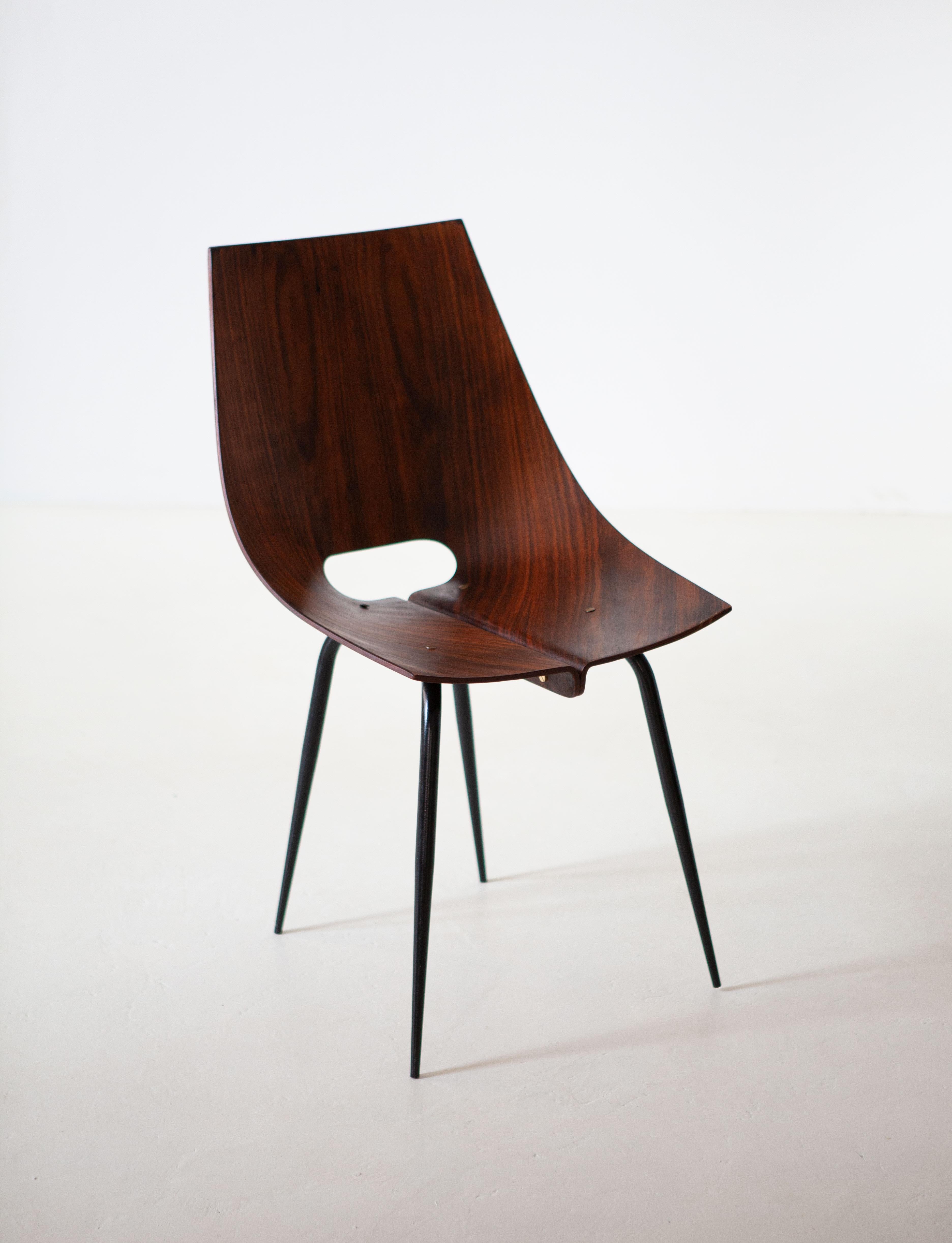 Mid-Century Modern Fully Restored Italian Playwood Chair by Società Compensati Curvati, 1950s