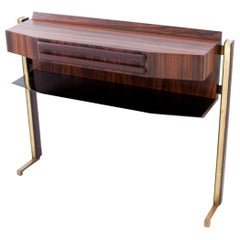 Fully Restored Italian Rosewood and Brass Console Table
