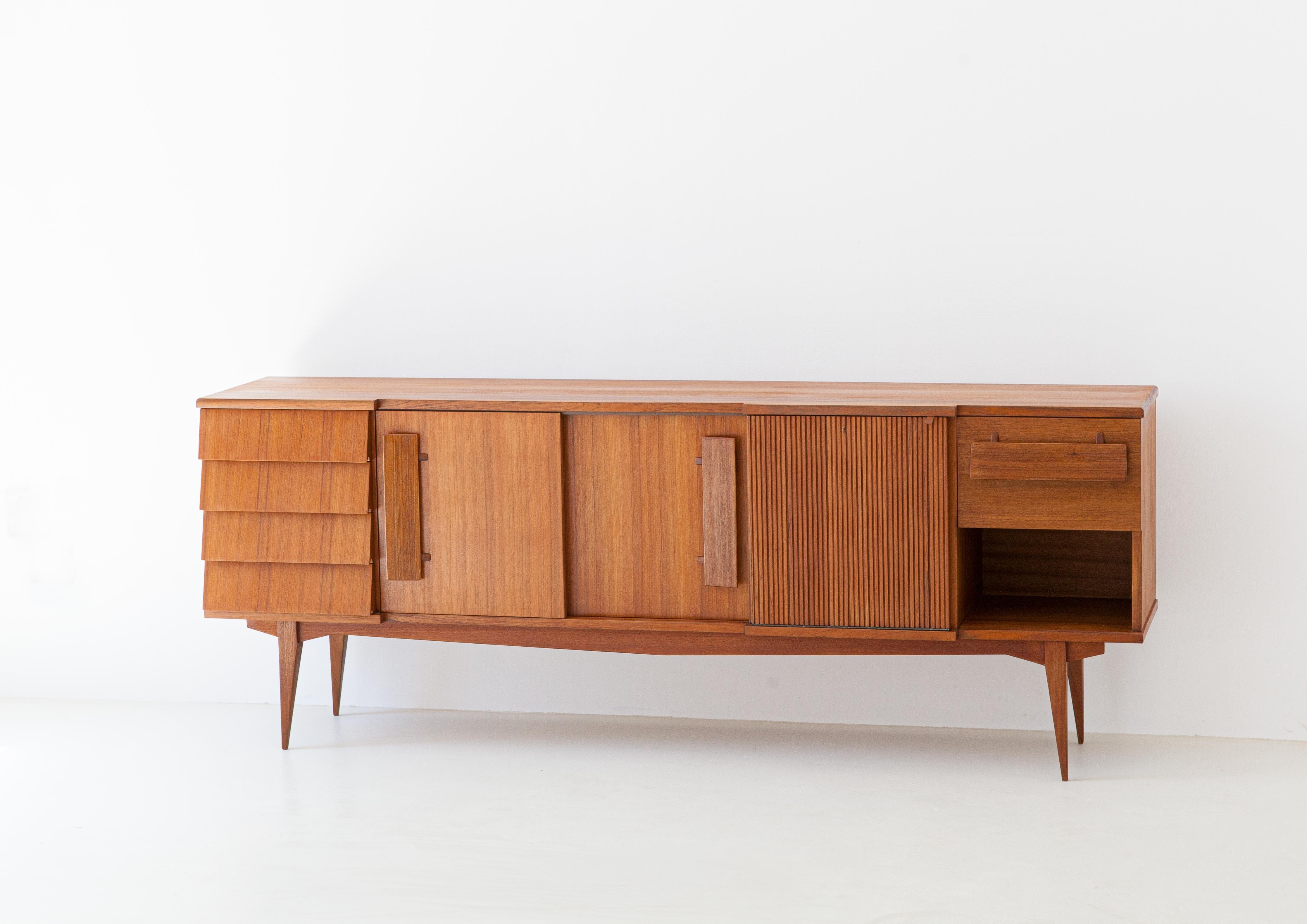 Fully Restored Italian Teak Sideboard with Chest of Drawers, 1950s 7