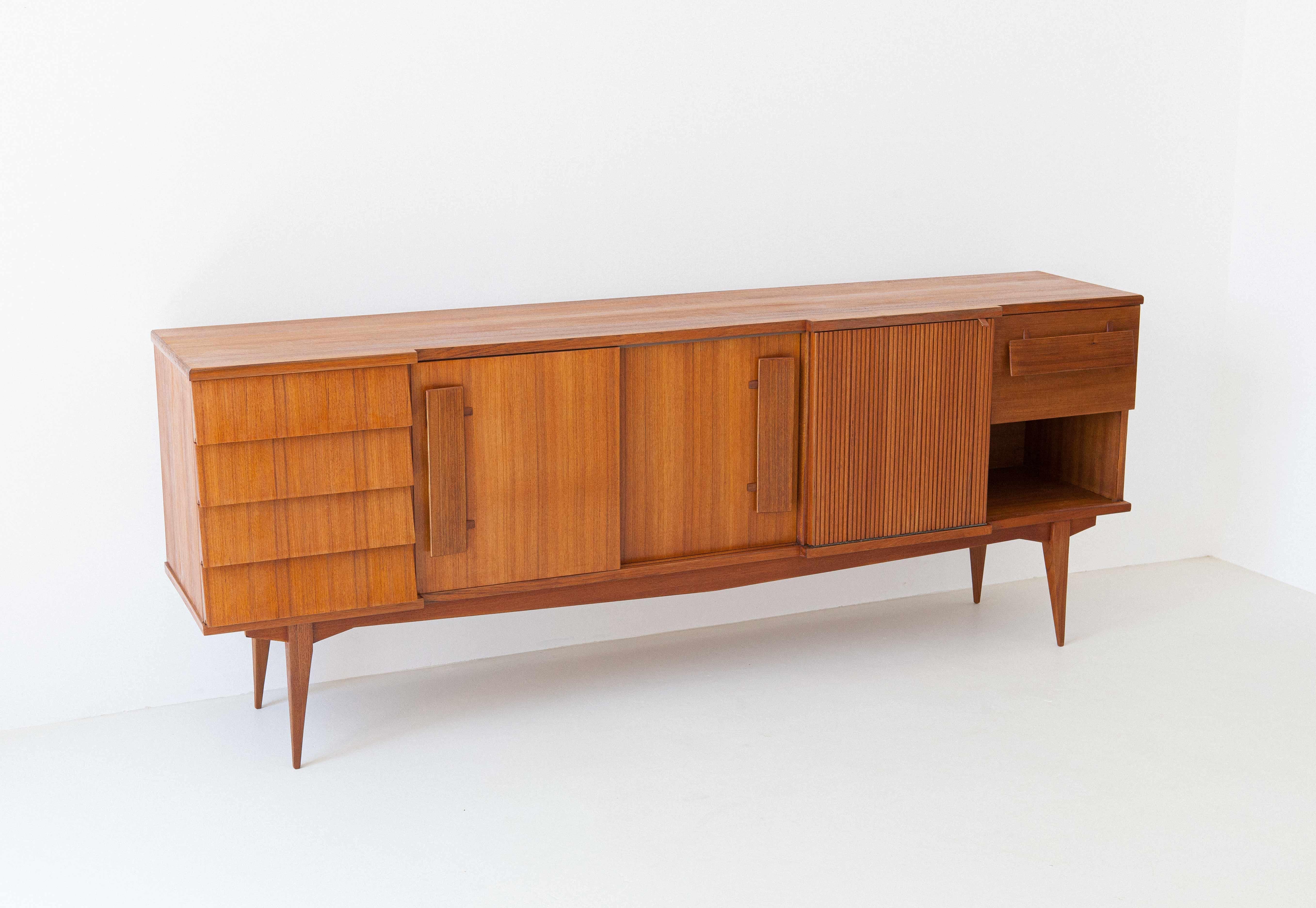Fully Restored Italian Teak Sideboard with Chest of Drawers, 1950s 1