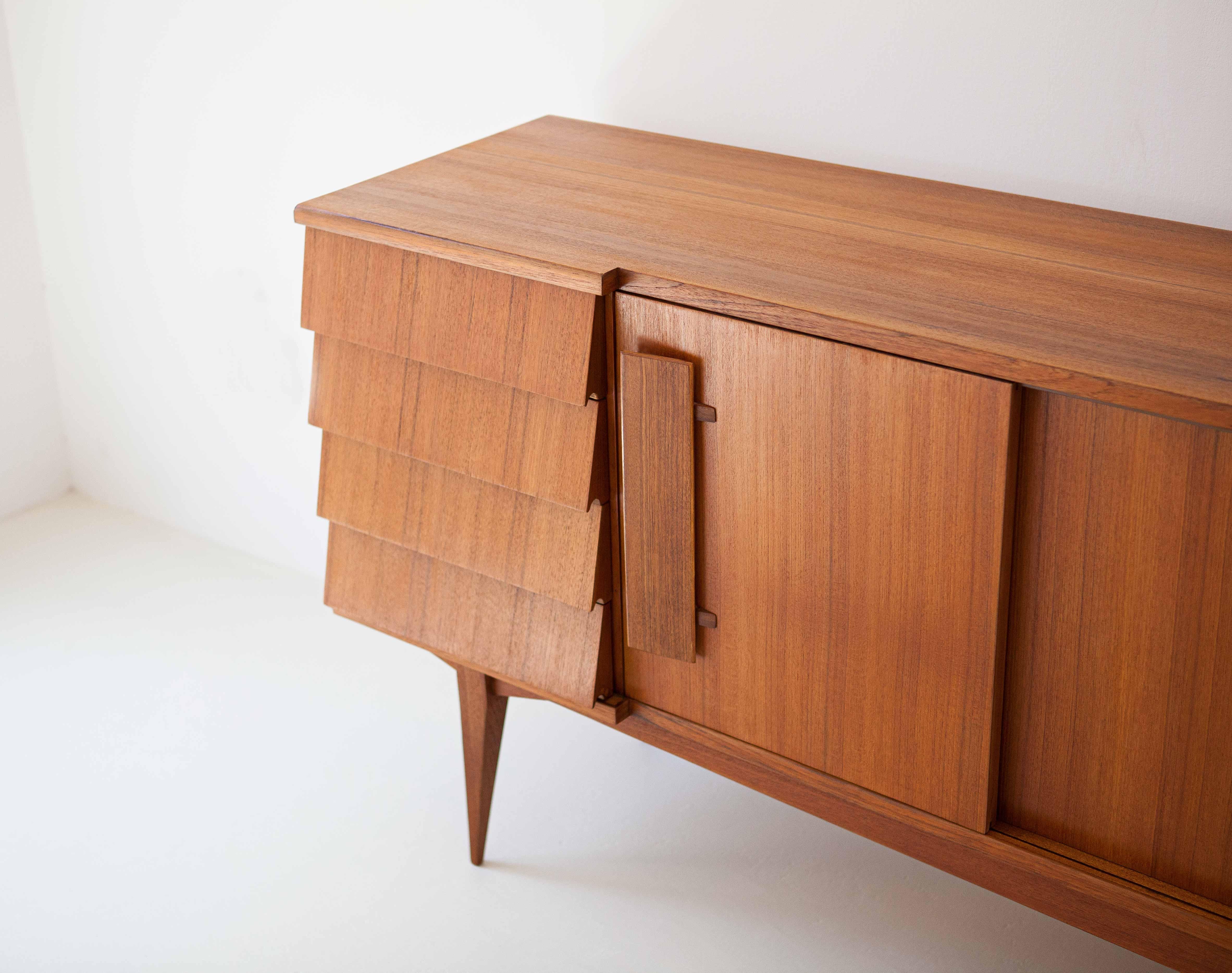 Fully Restored Italian Teak Sideboard with Chest of Drawers, 1950s 5