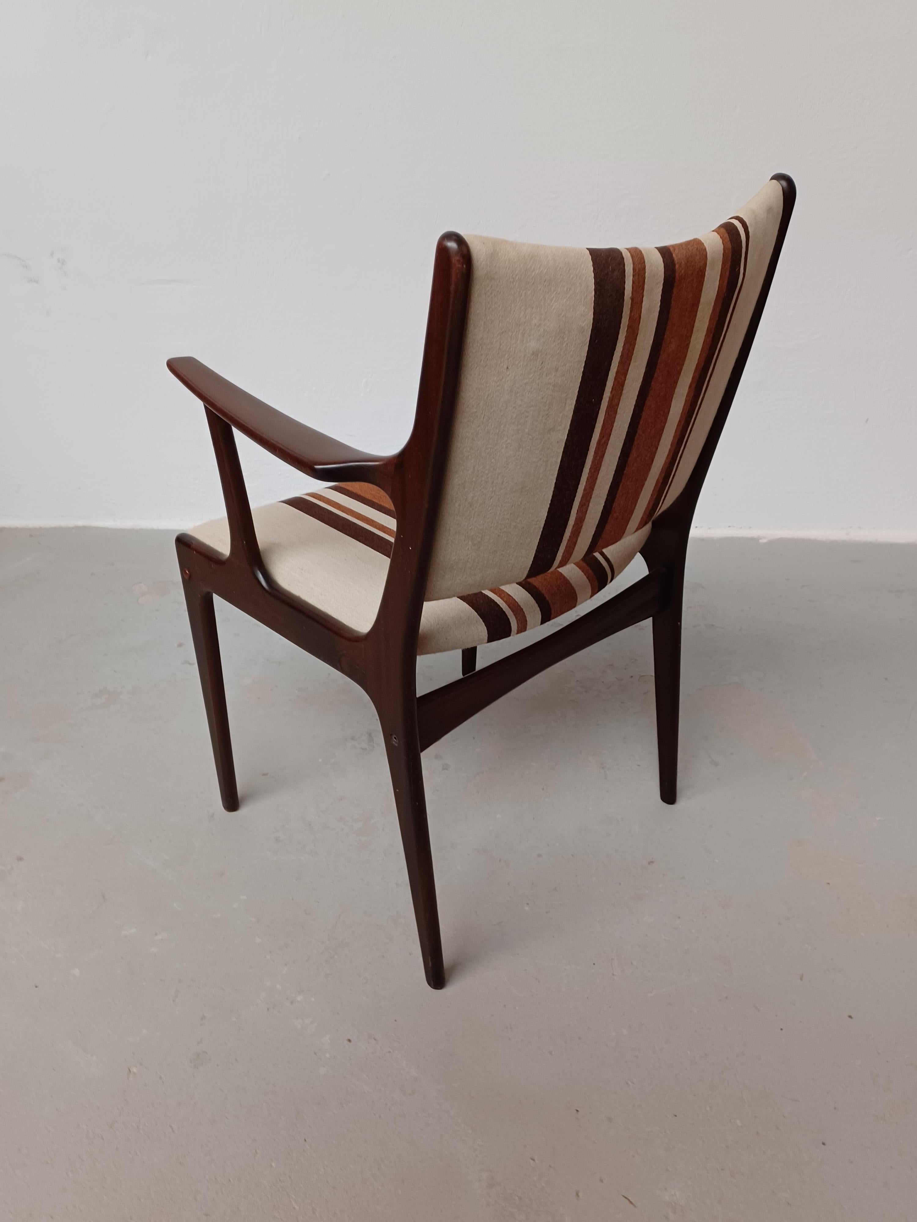 1960s Fully Restored Customizable Johannes Andersen Mahogany Armchairs For Sale 1