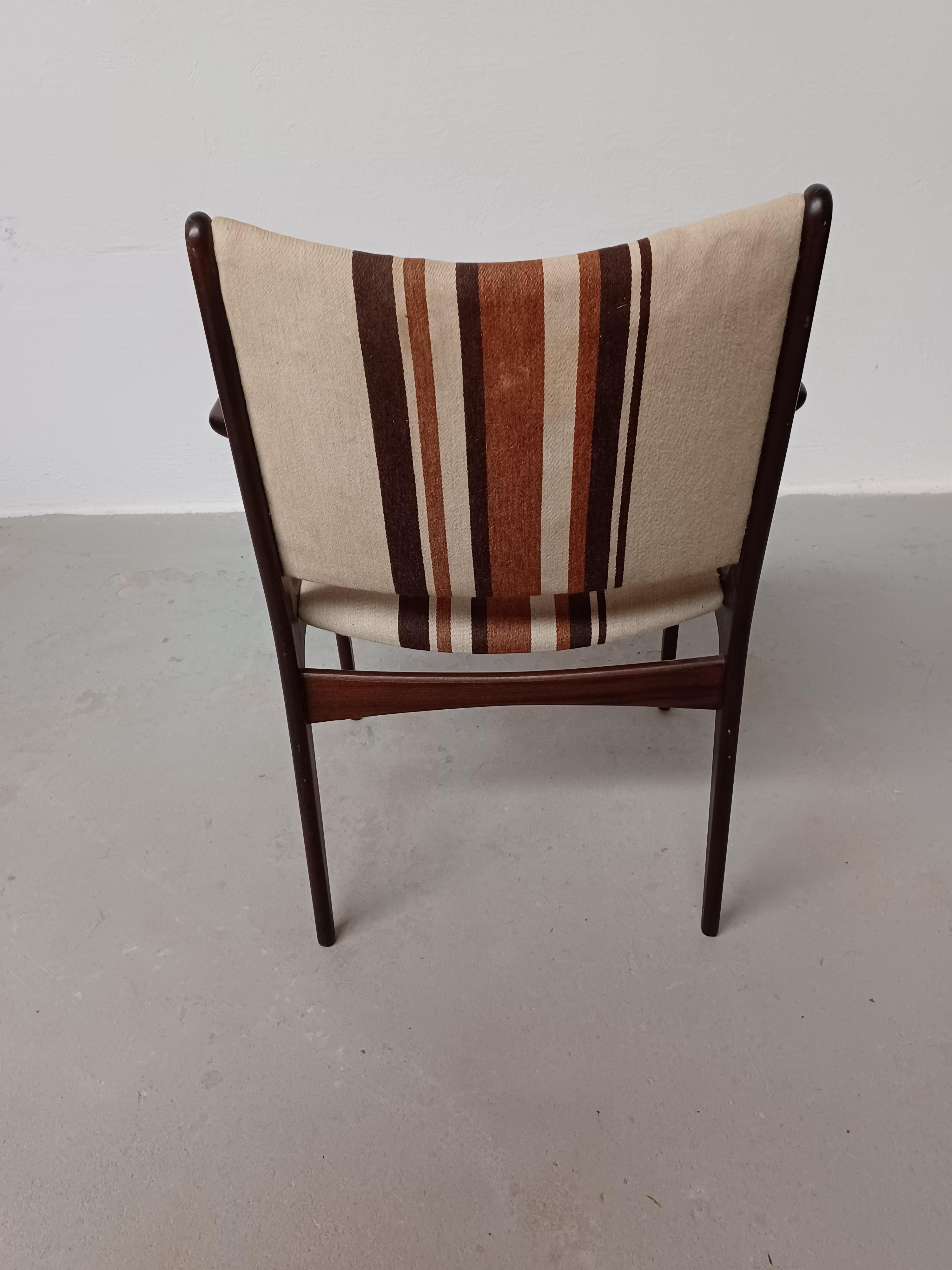 1960s Fully Restored Customizable Johannes Andersen Mahogany Armchairs For Sale 2