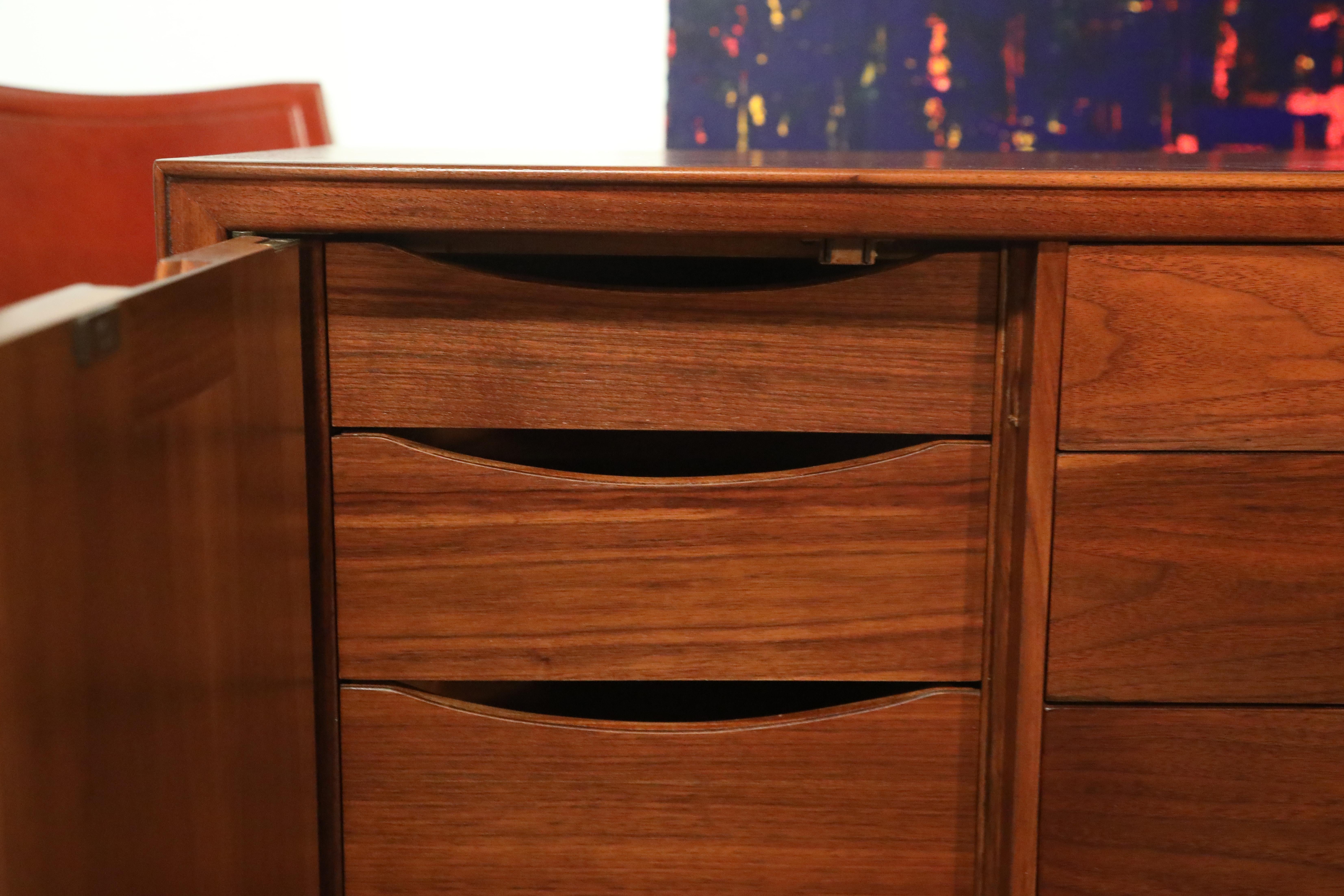 Fully Restored John Stuart for Janus Collection Walnut Dresser, Signed 4